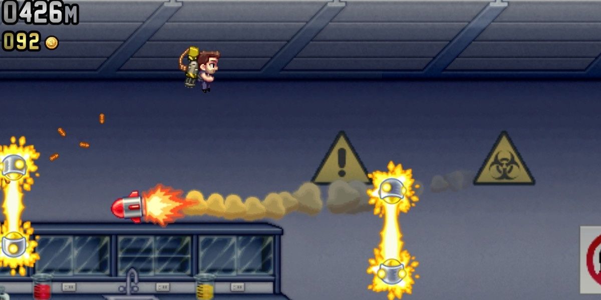 Player floating in air with base jetpack
