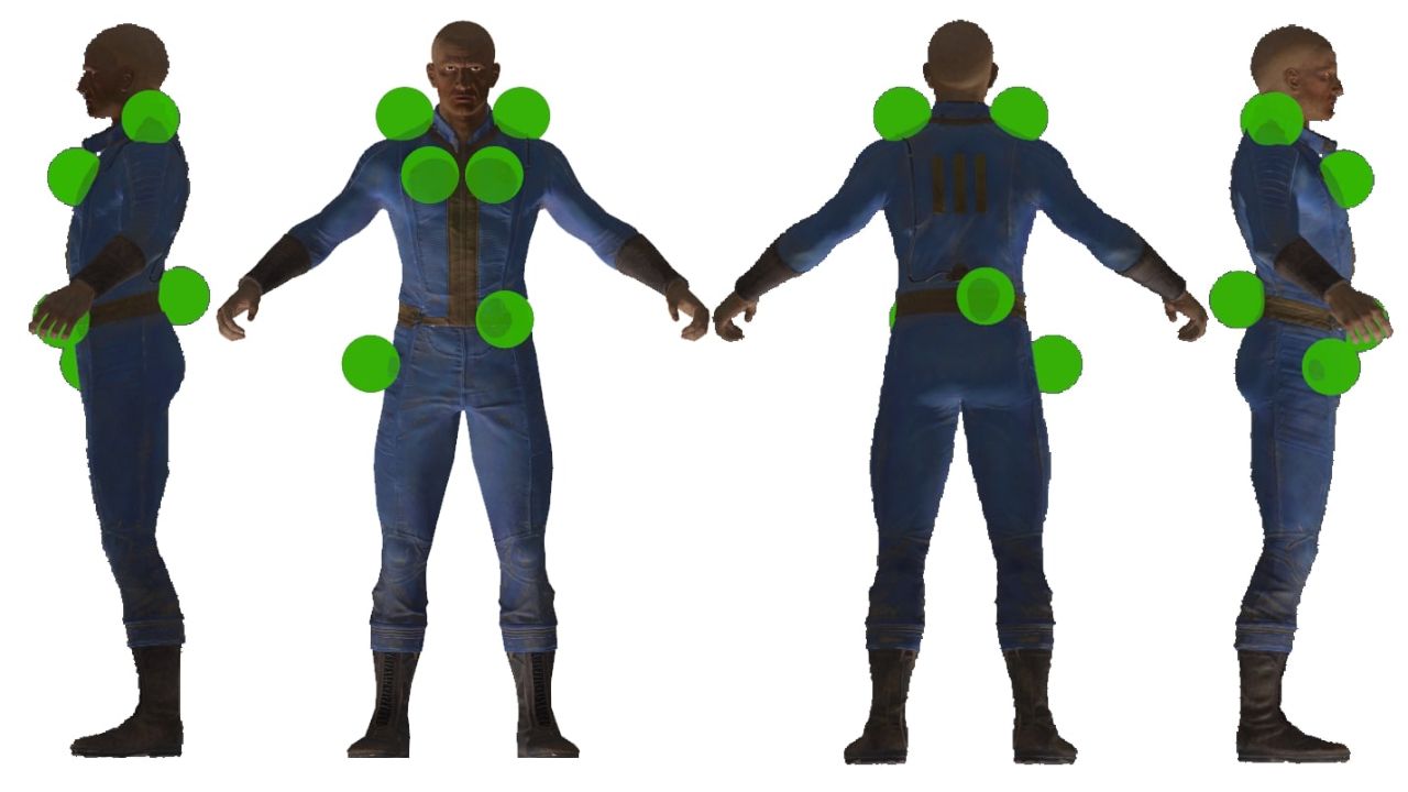 Fallout 4 VR Mods Diagram of where you can holster weapons 