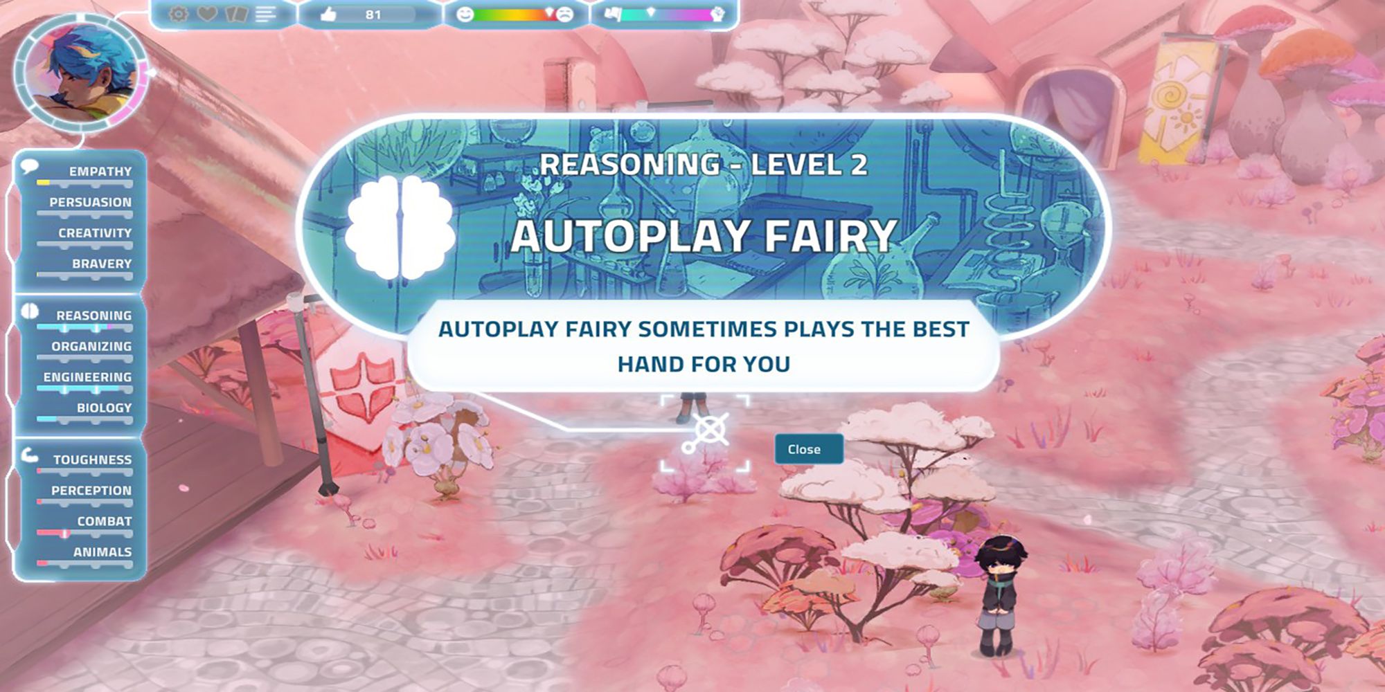 The Autoplay Fairy perk gets unlocked after reaching Reasoning Level 2 in I Was A Teenage Exocolonist.