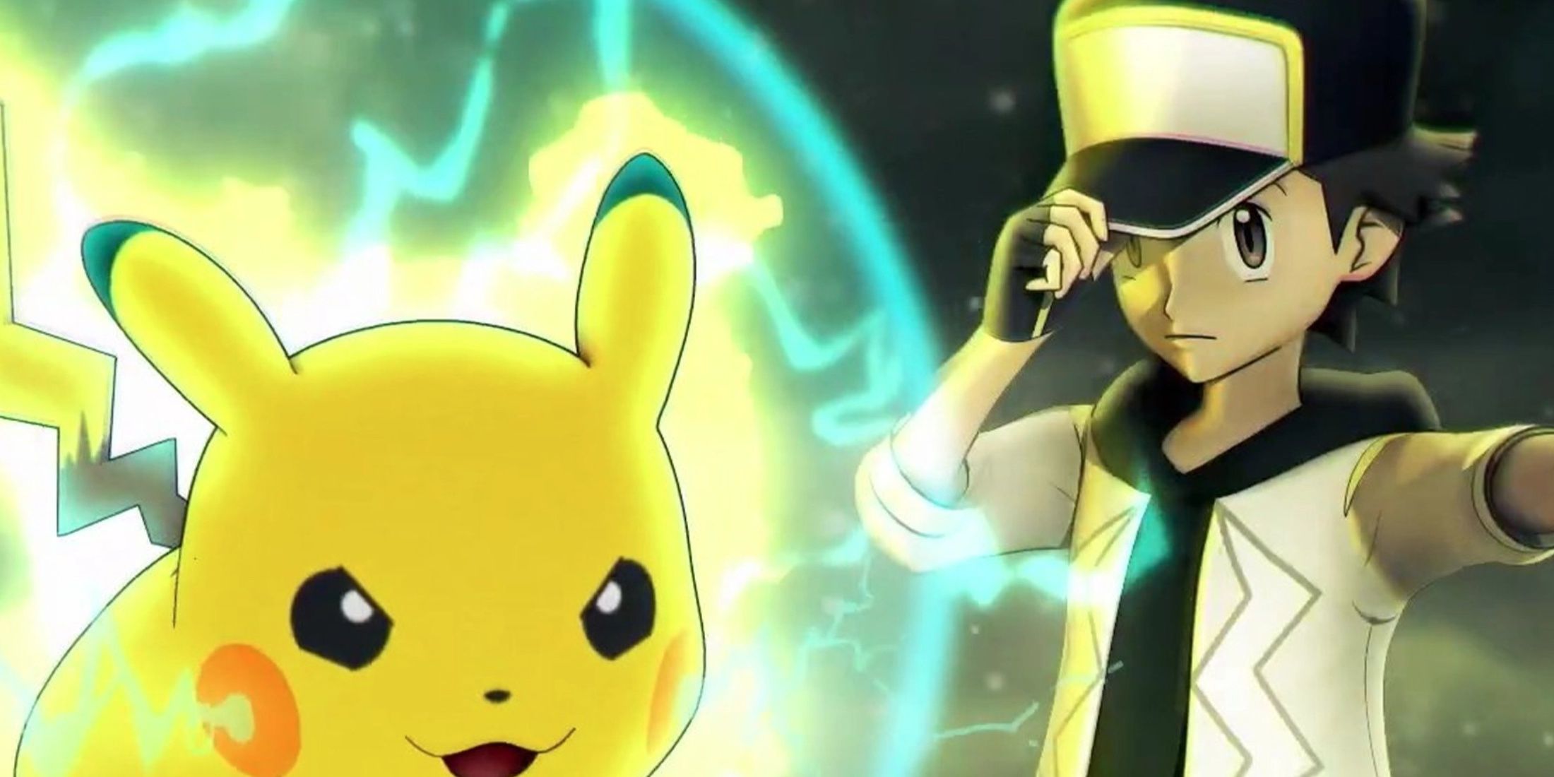 Pokemon Masters EX Best Anni Units Red (Thunderbolt) and Pikachu charge their electricity.
