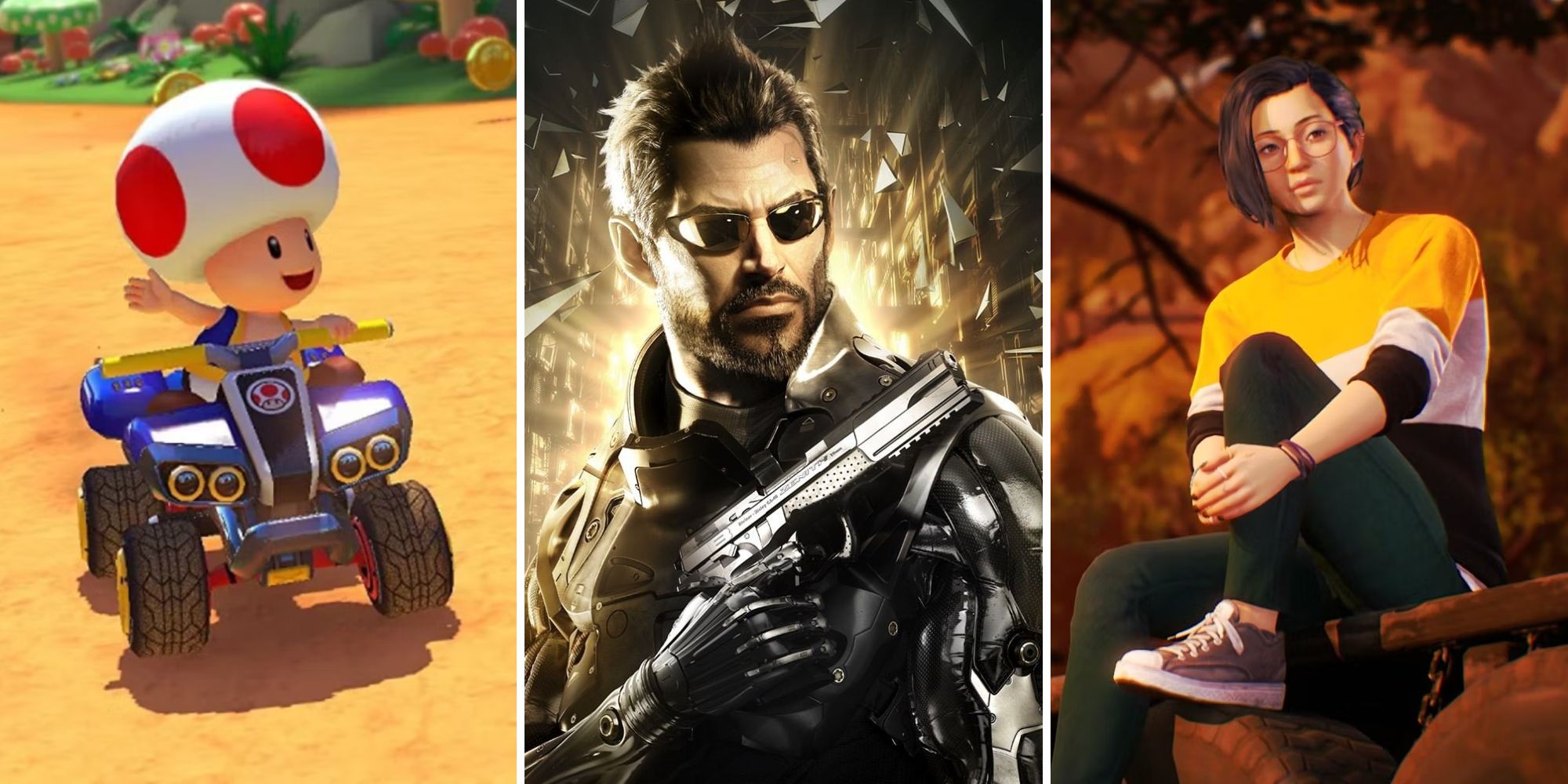 Toad, Adam Jensen, and the main character of Life is Strange: True Colors