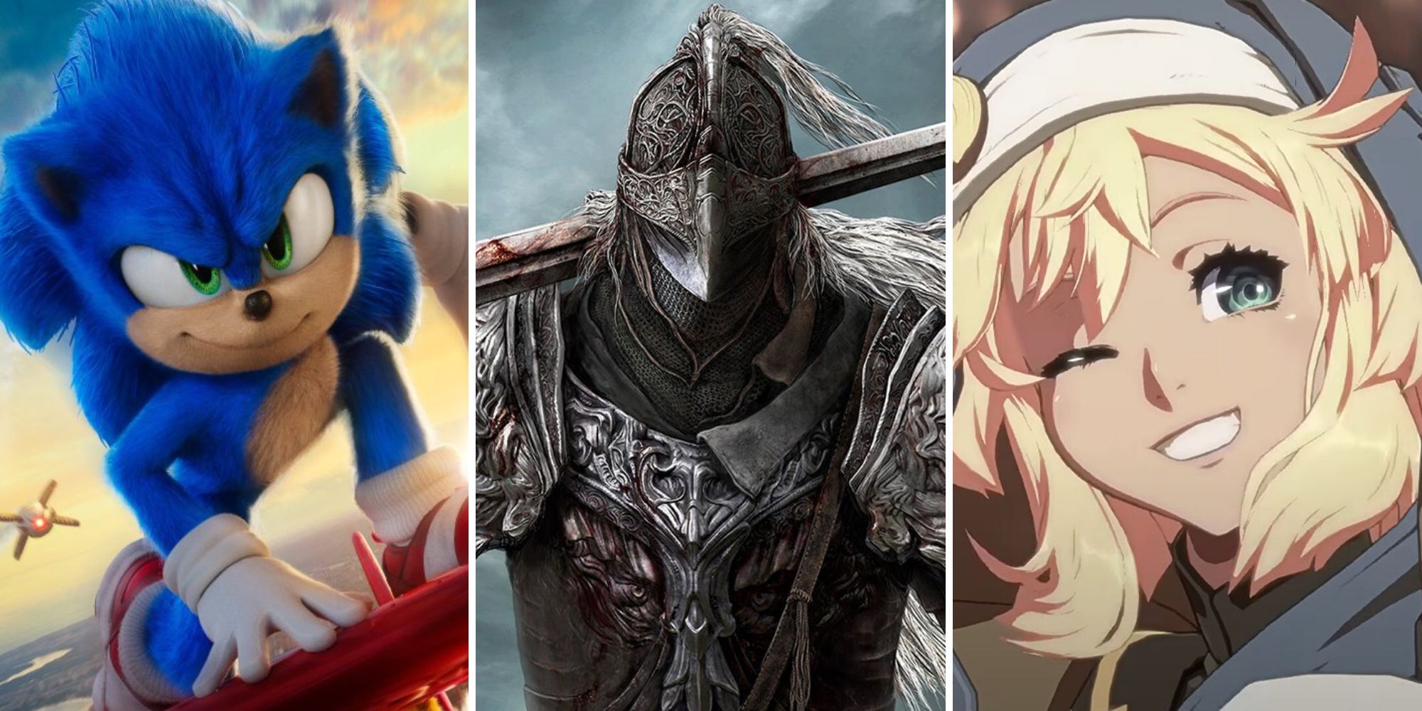 Sonic, a knight from Elden Ring, and Bridget from Guilty Gear Strive
