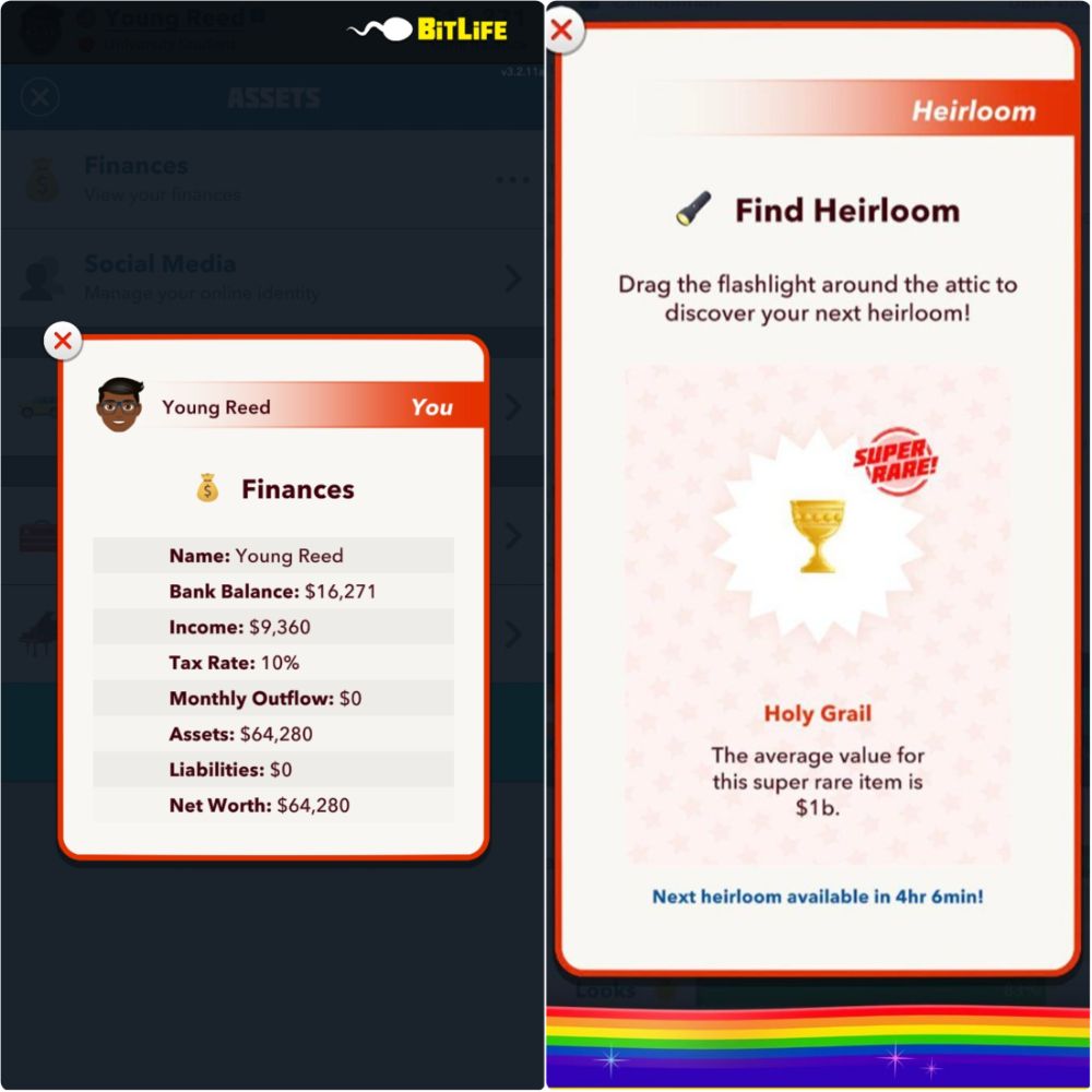 BitLife Finances and The Holy Grail Heirloom