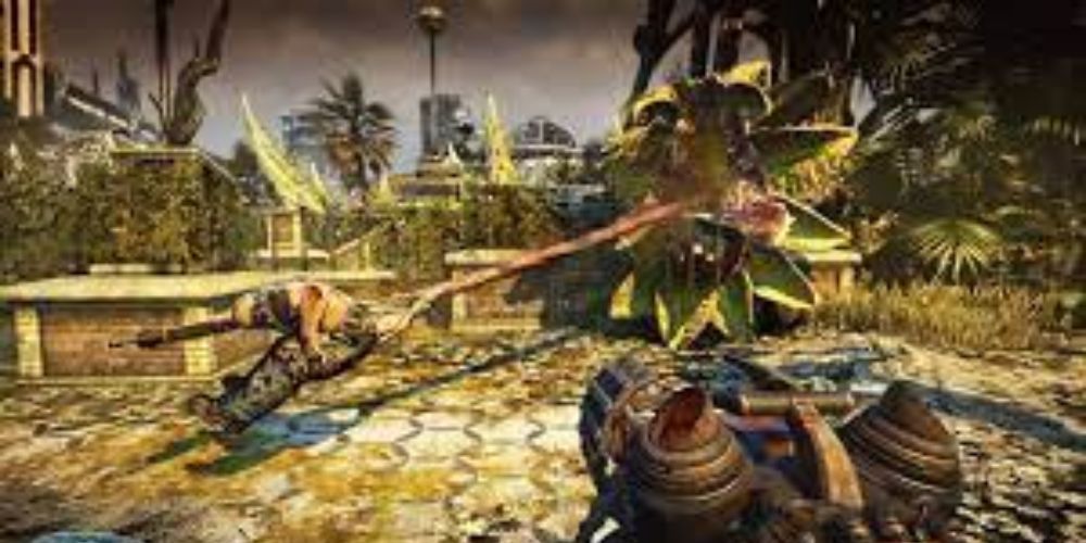 an enemy gets devoured by a carnivorous plant in Bulletstorm