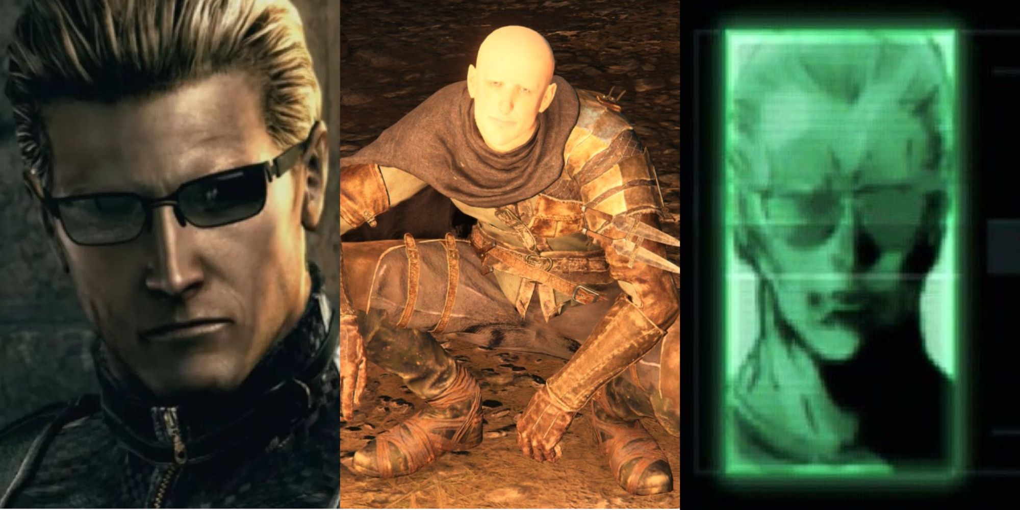 Collage of Master Miller, Albert Wesker, and Patches