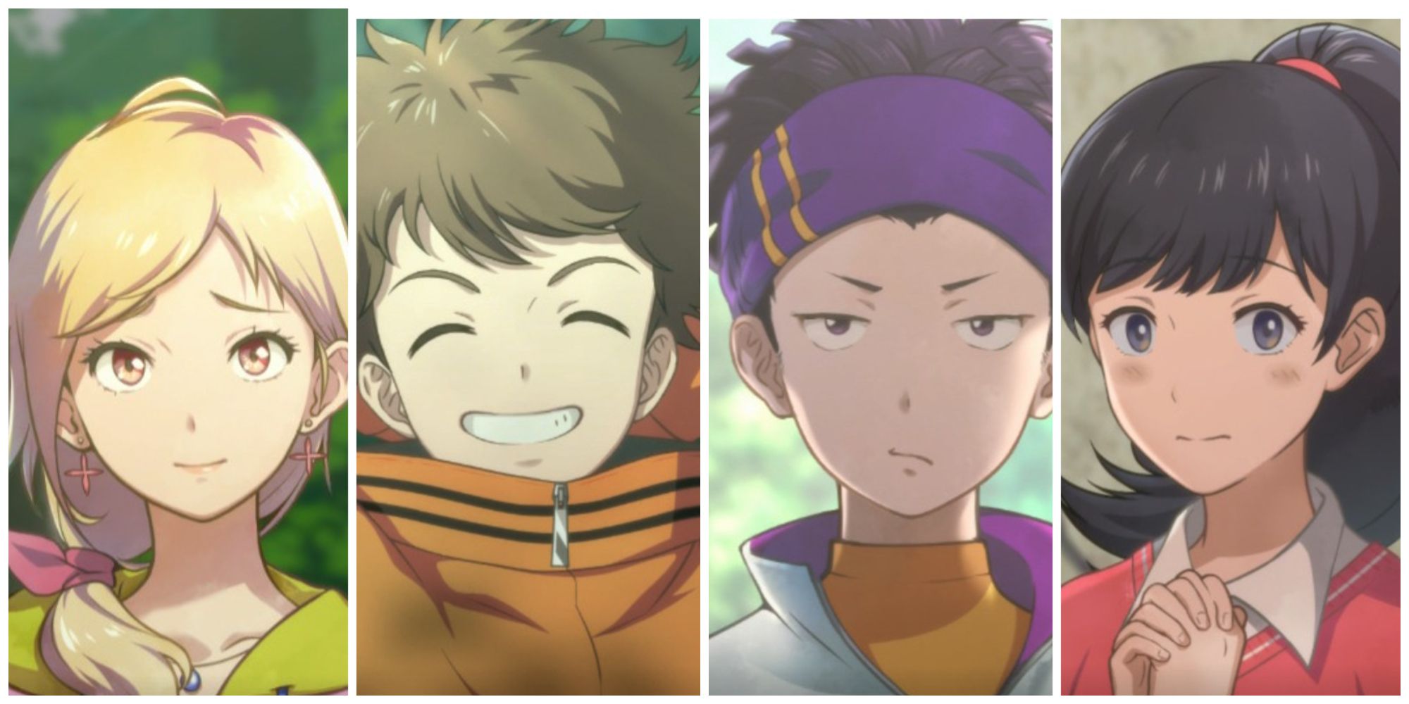 Aoi, Saki, Minoru and Ryo in Digimon Survive