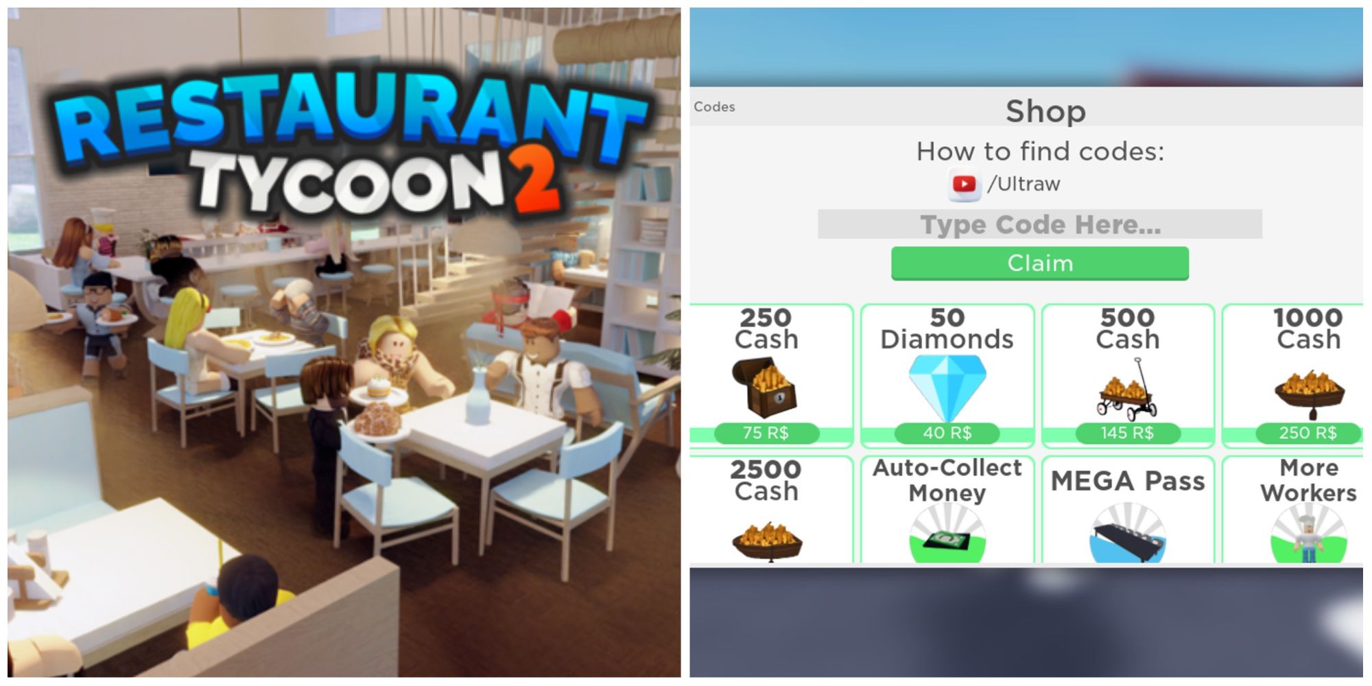 Restaurant Tycoon Codes Page And Inside A Restaurant