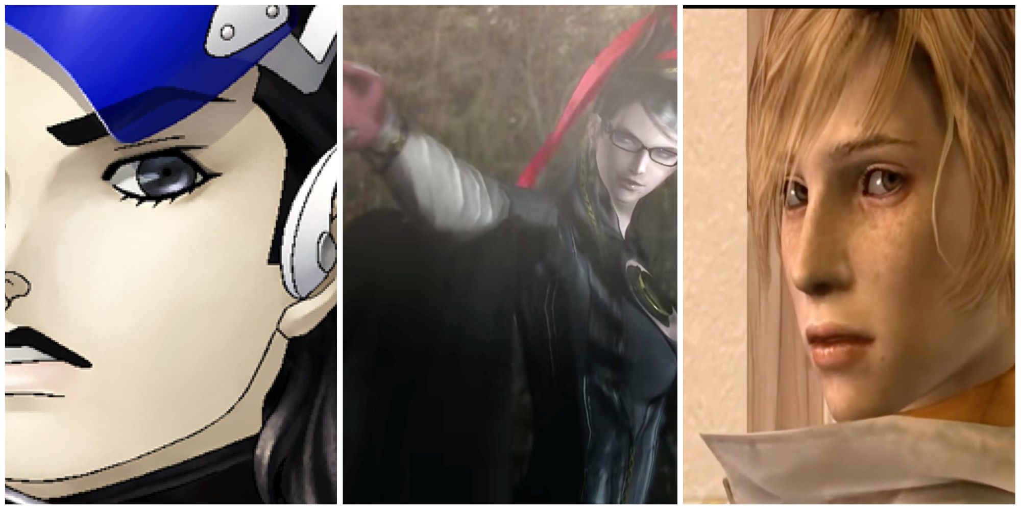 Memory Loss Protags Hawk left, Bayonetta middle Heather right