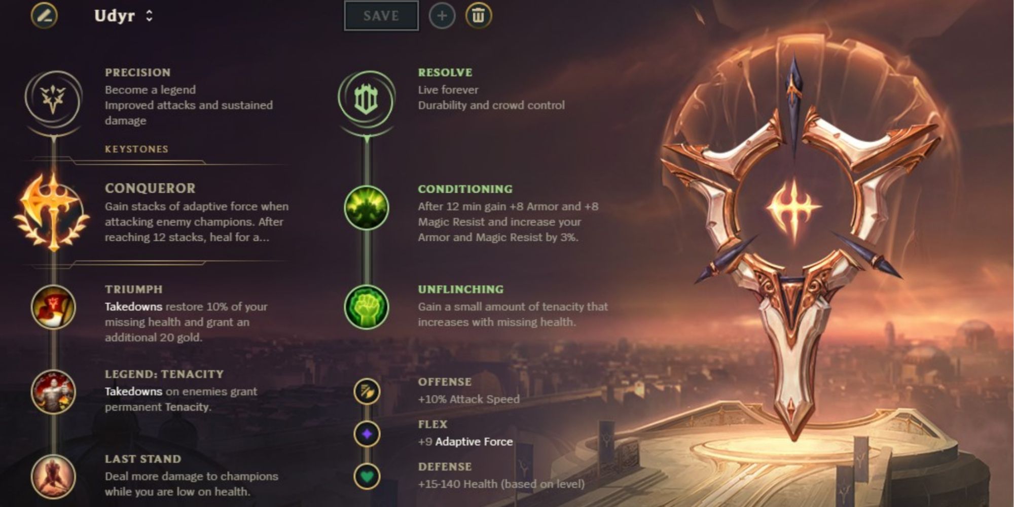 League Of Legends Udyr Rune Page