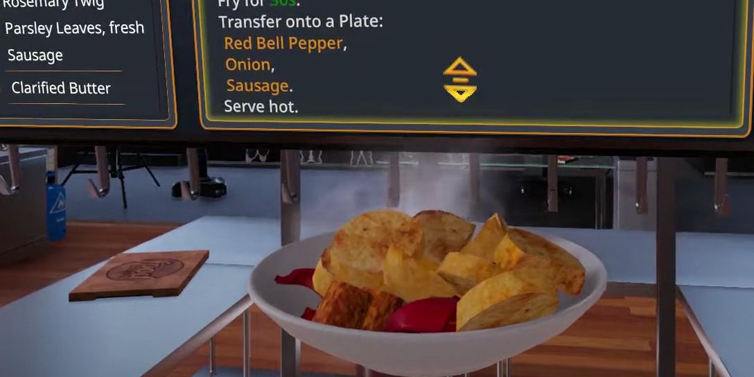 Italian Home Fries hovering by the ingredients list in Cooking Simulator