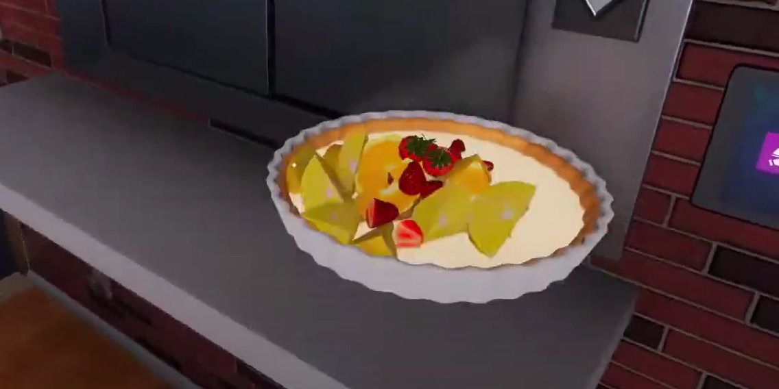 Screenshot of Lemon Tart about to be served to a customer in Cooking Simulator.