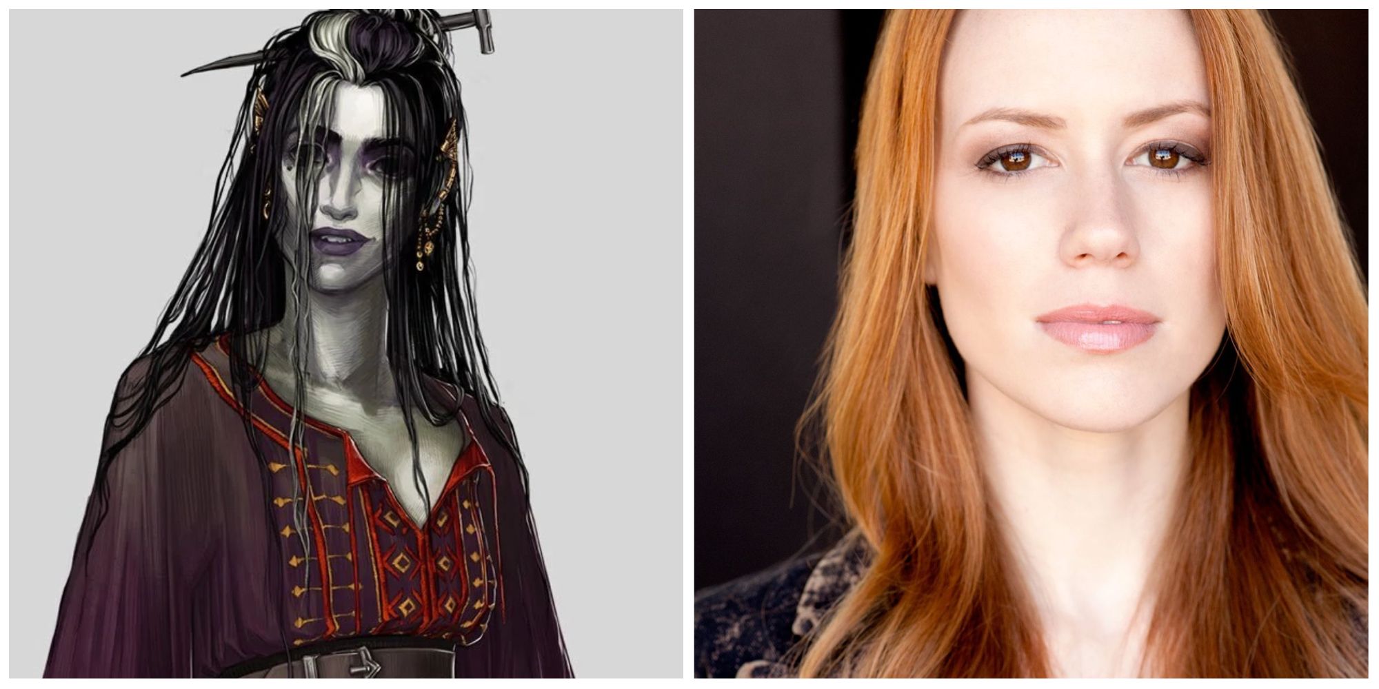 Laudna of Critical Role on the left, Marisha Ray on the right