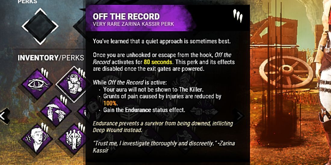 Dead By Daylight Off The Record Perk Description