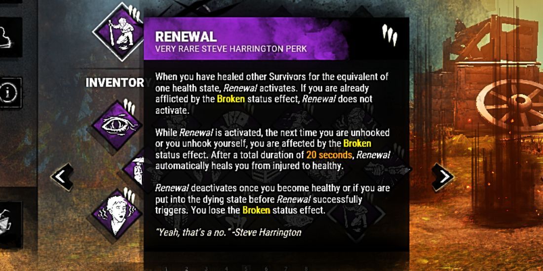 Dead By Daylight Renewal Perk Description