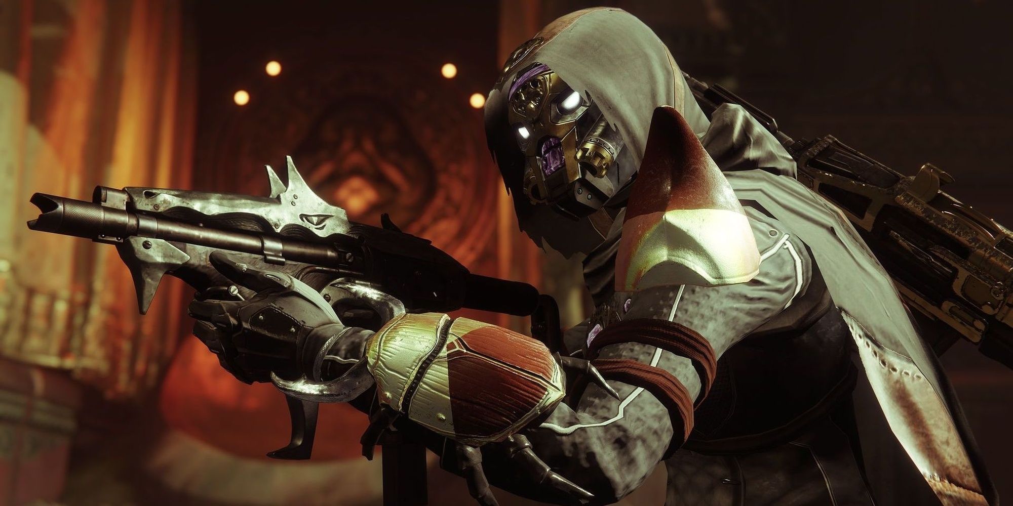 A Hunter wields the Tarrabah Exotic SMG in Destiny 2.