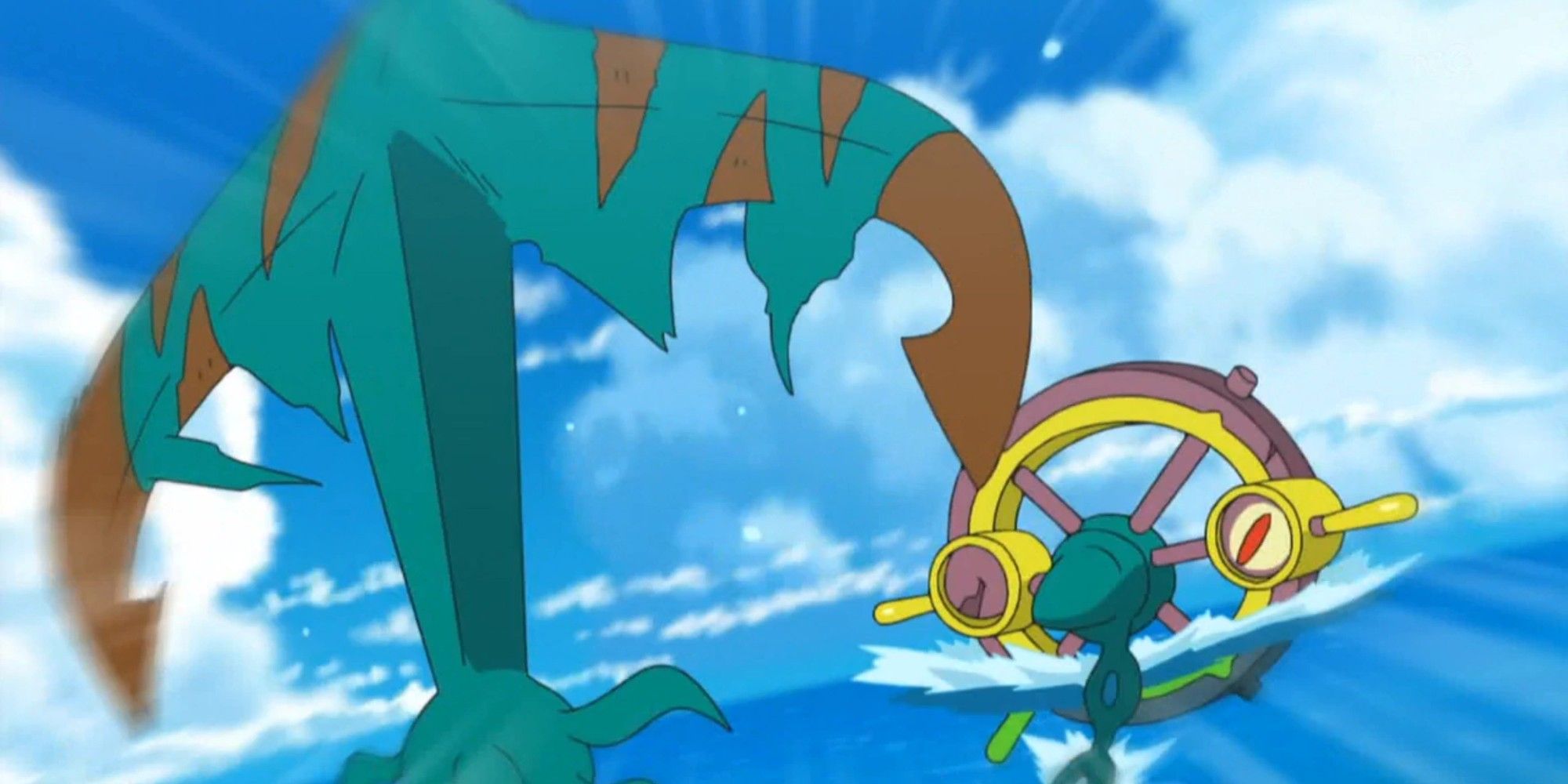 Dhelmise Anchor Shot in the sea from the anime