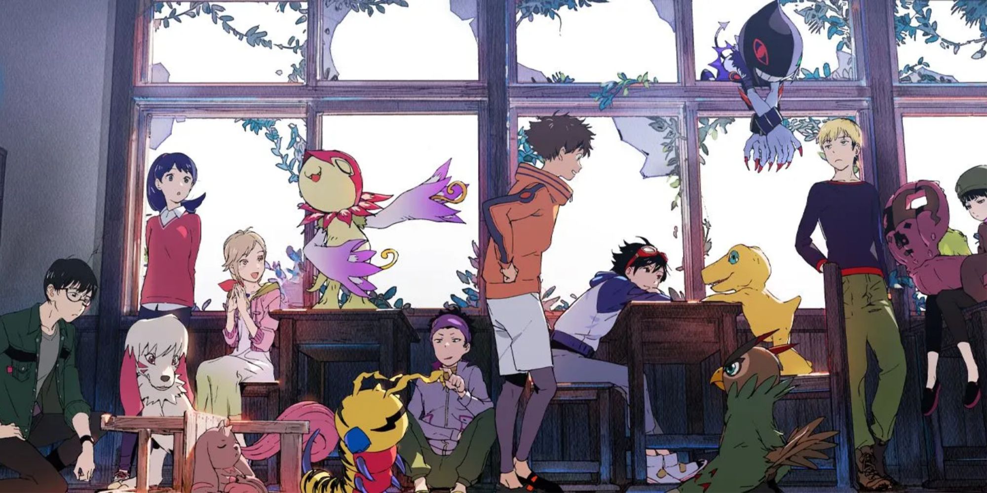 Digimon Survive Classroom Main Cast Title Screen