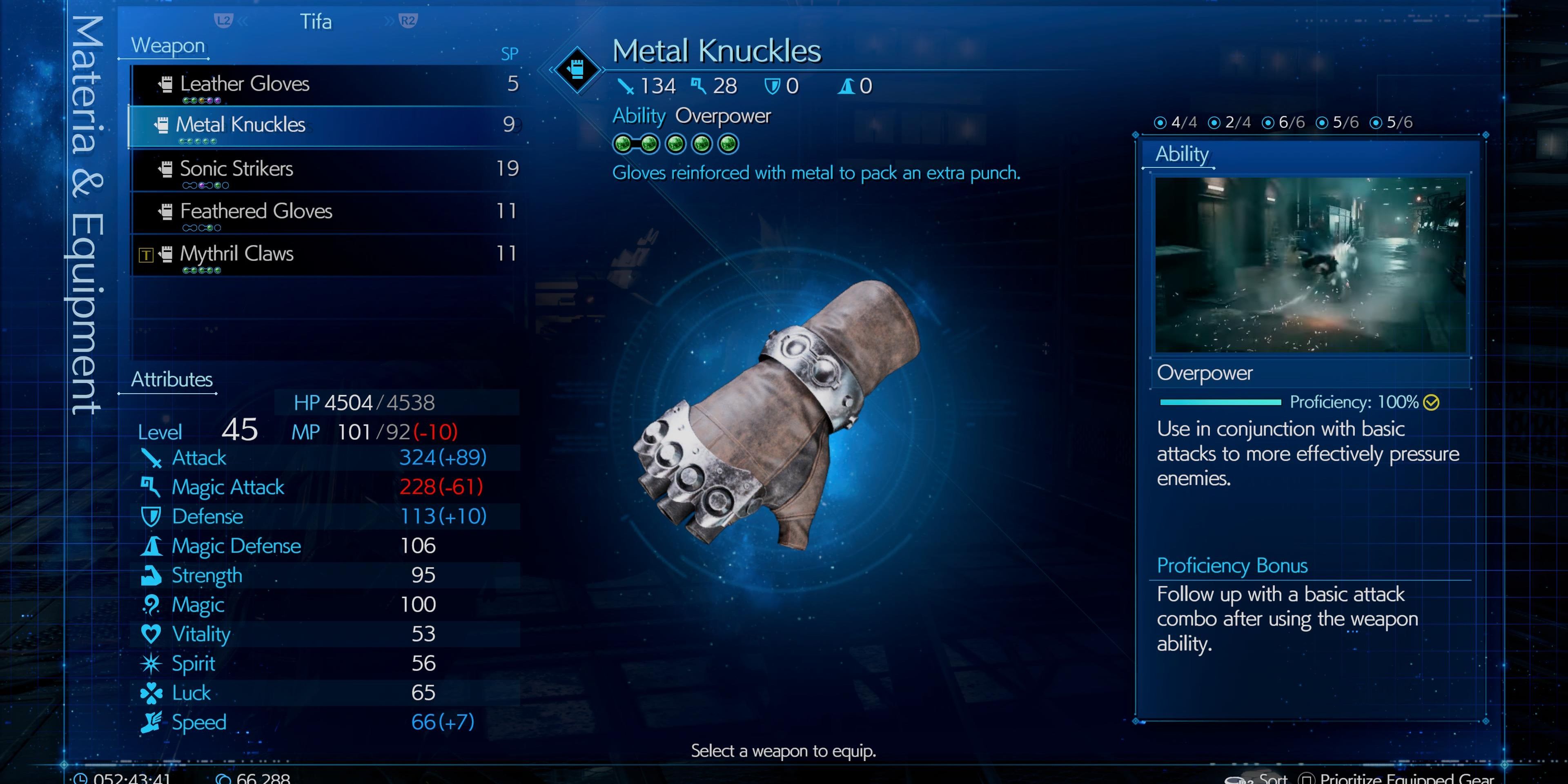tifa weapon select metal knuckles final fantasy 7 remake