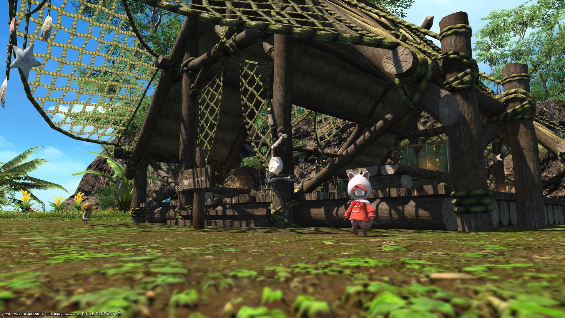 Final fantasy 14 player at their island sanctuary.