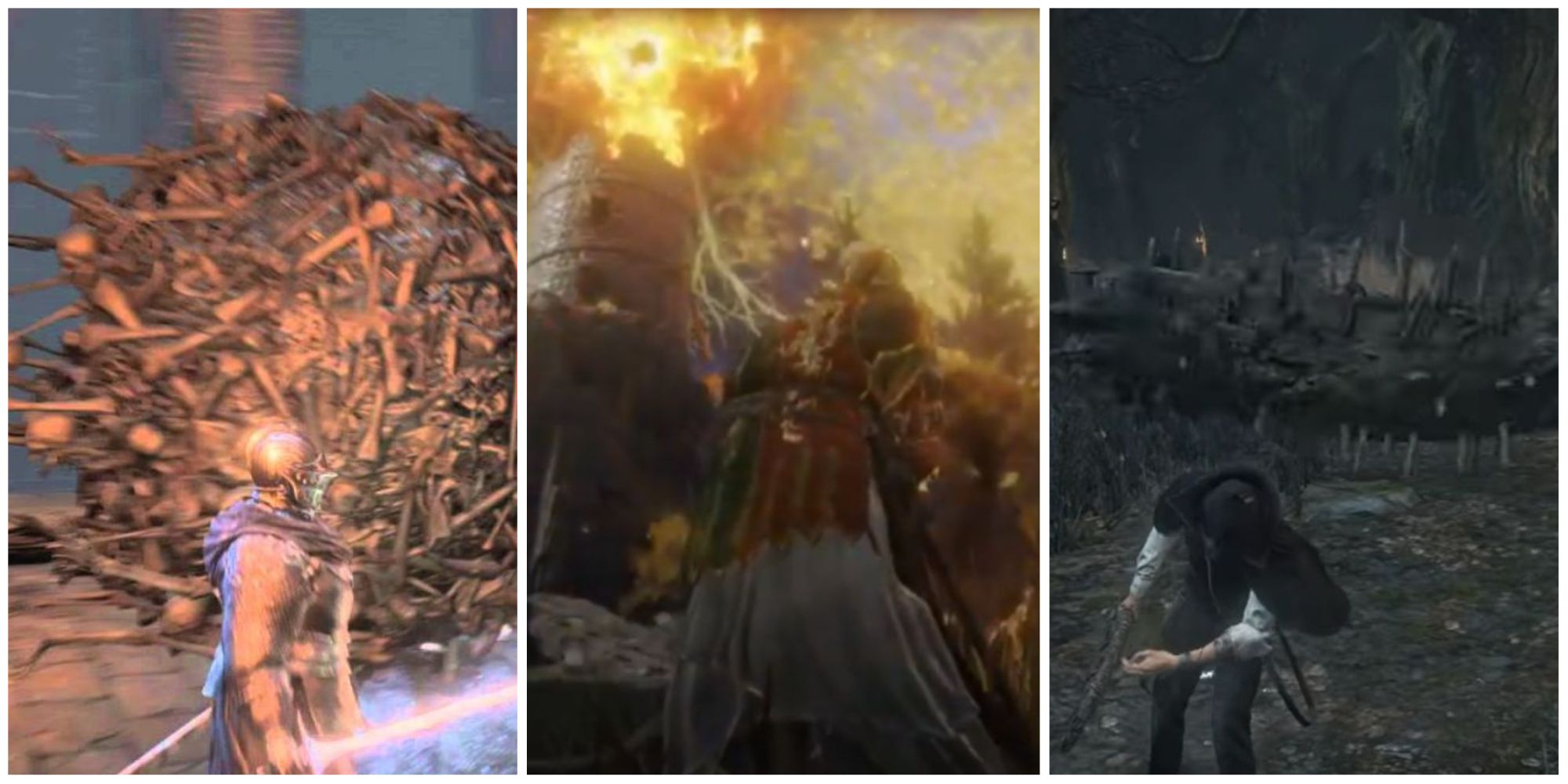 Fromsoft annoying traps split image of gameplay