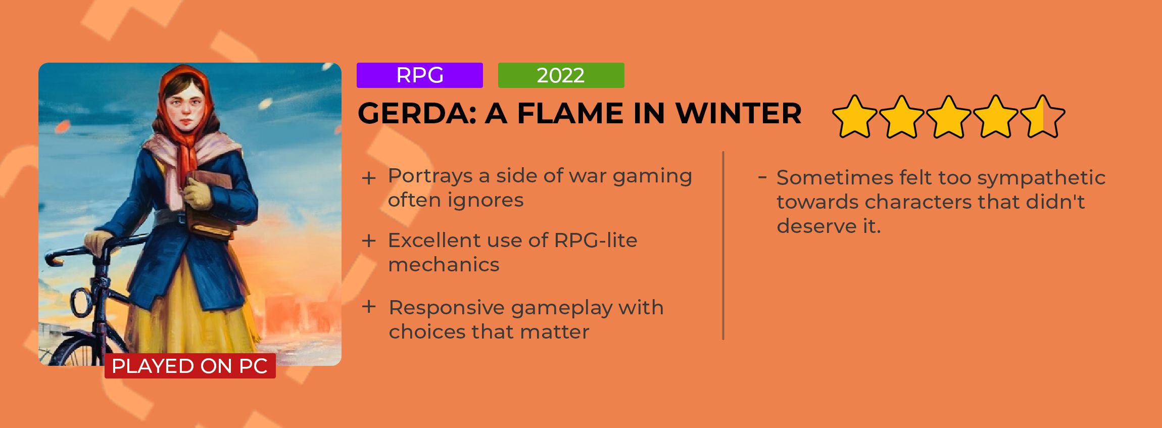Gerda A Flame In Winter Review Card