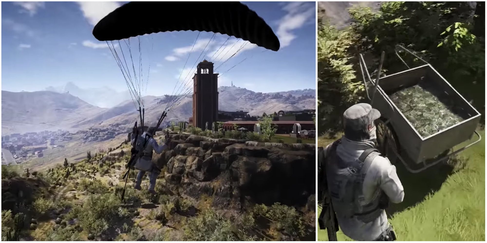Reference to Assassin's Creed;'s leap of faith and haystack in Ghost Recon Wildlands