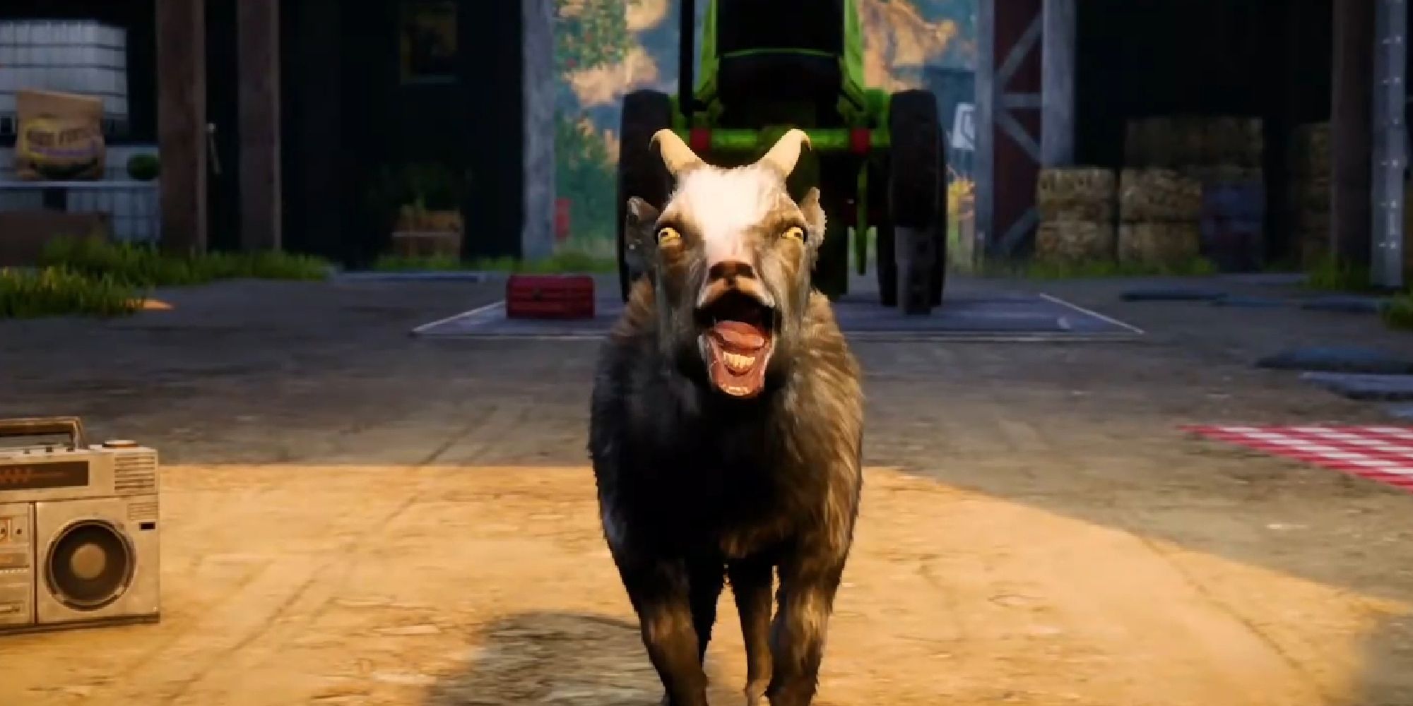 Goat Simulator 3 goat yelling at the camera