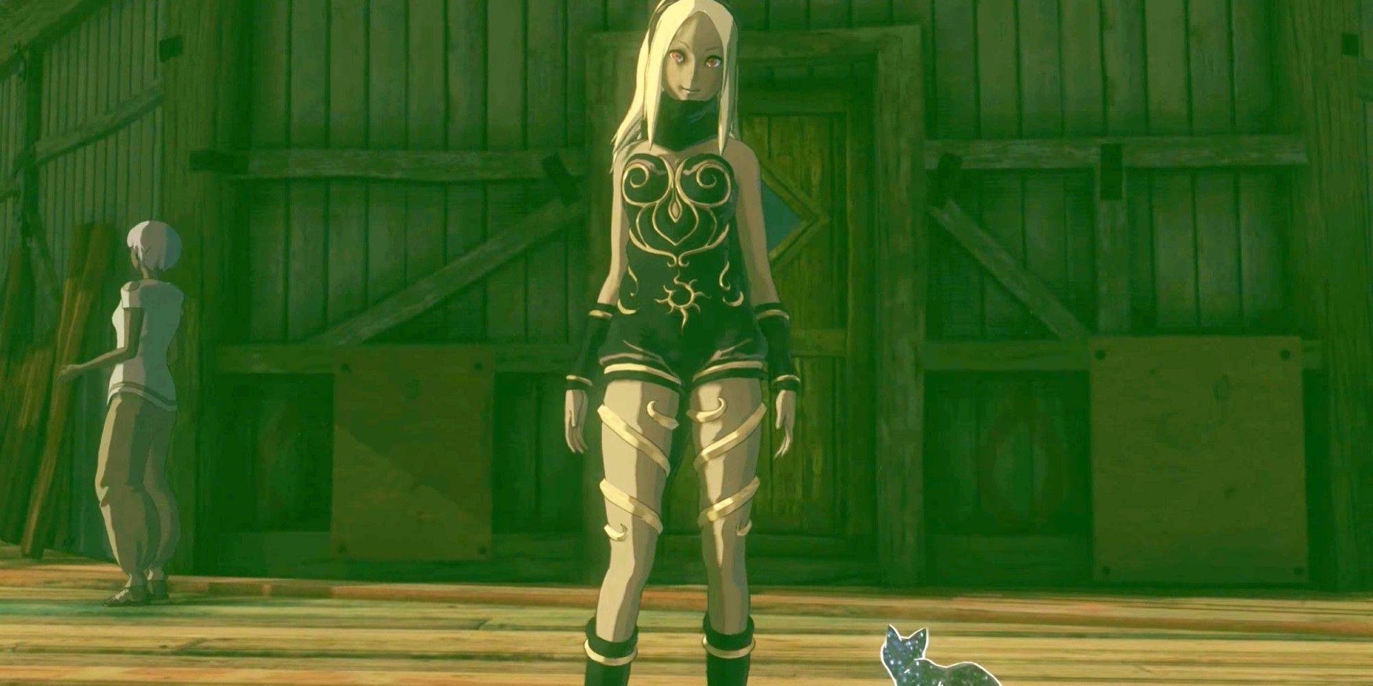Gravity Rush Kat and dusty looking at the camera