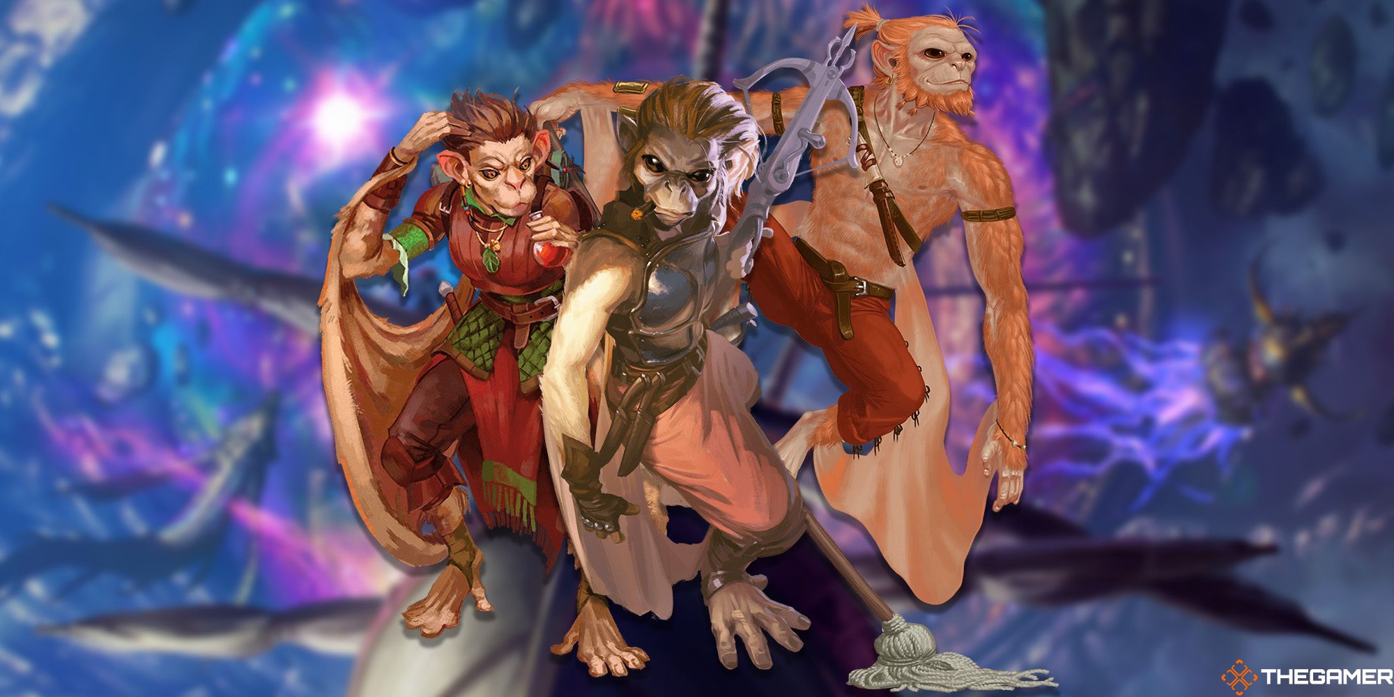 Image showing three different members of the Hadozee race from the D&D Spelljammer setting.