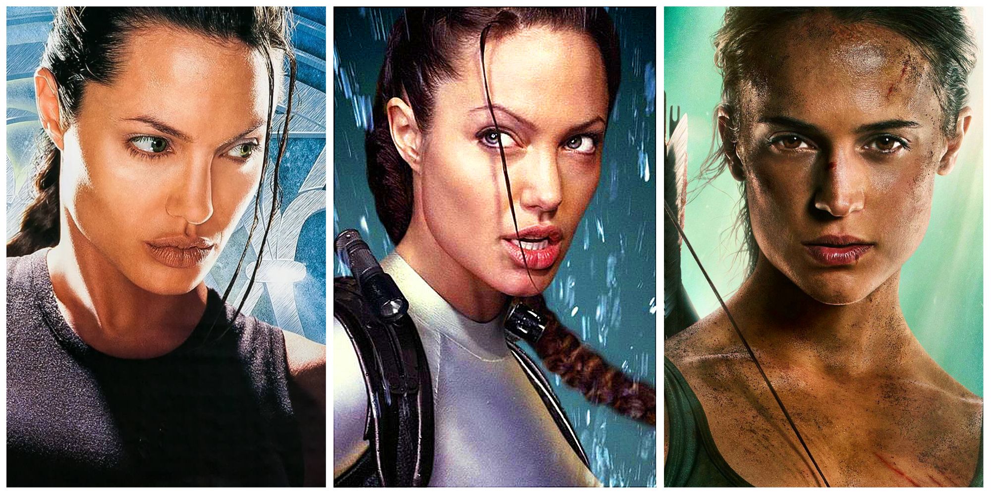 Angelia Jolie and Alicia Vikander in Tomb Raider Films