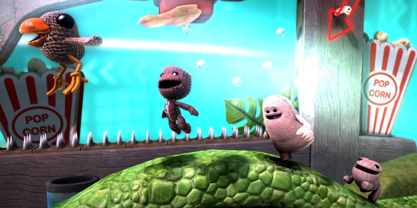Swoop, Sackboy, Toggle and OddSock in Little Big Planet 3