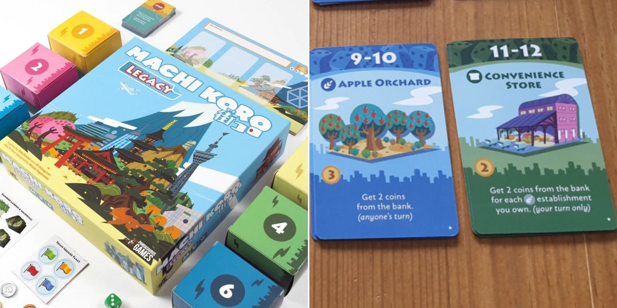 Machi Koro Legacy Box  and components - Card examples