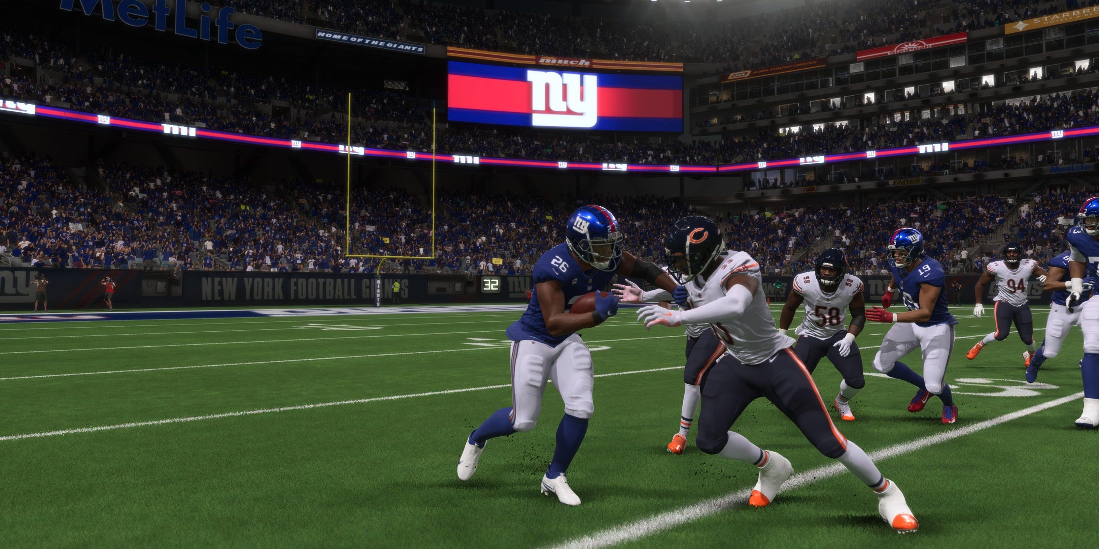 saquon barkely stiff arm defender madden 23