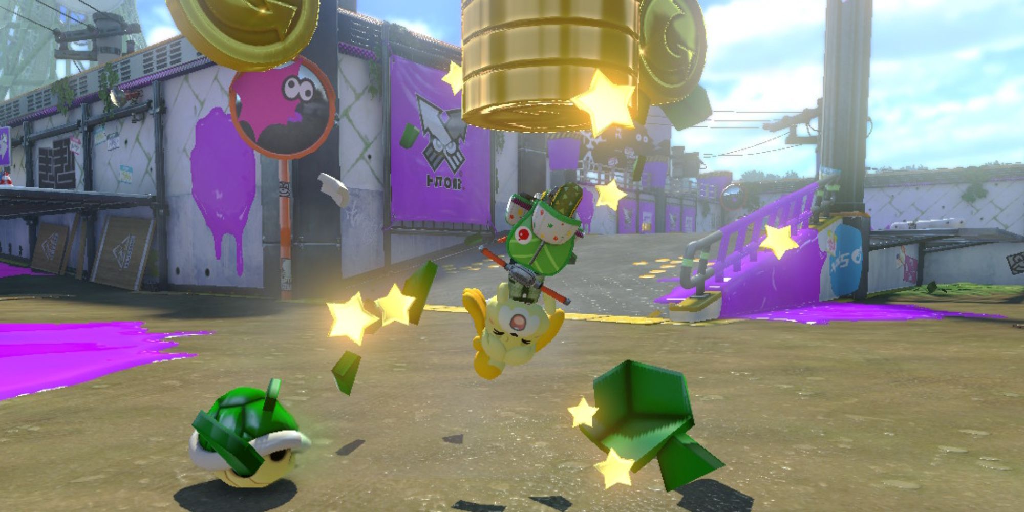 Mario Kart 8 - Coin Runner Battle Mode, Isabelle Hit By Green Shell