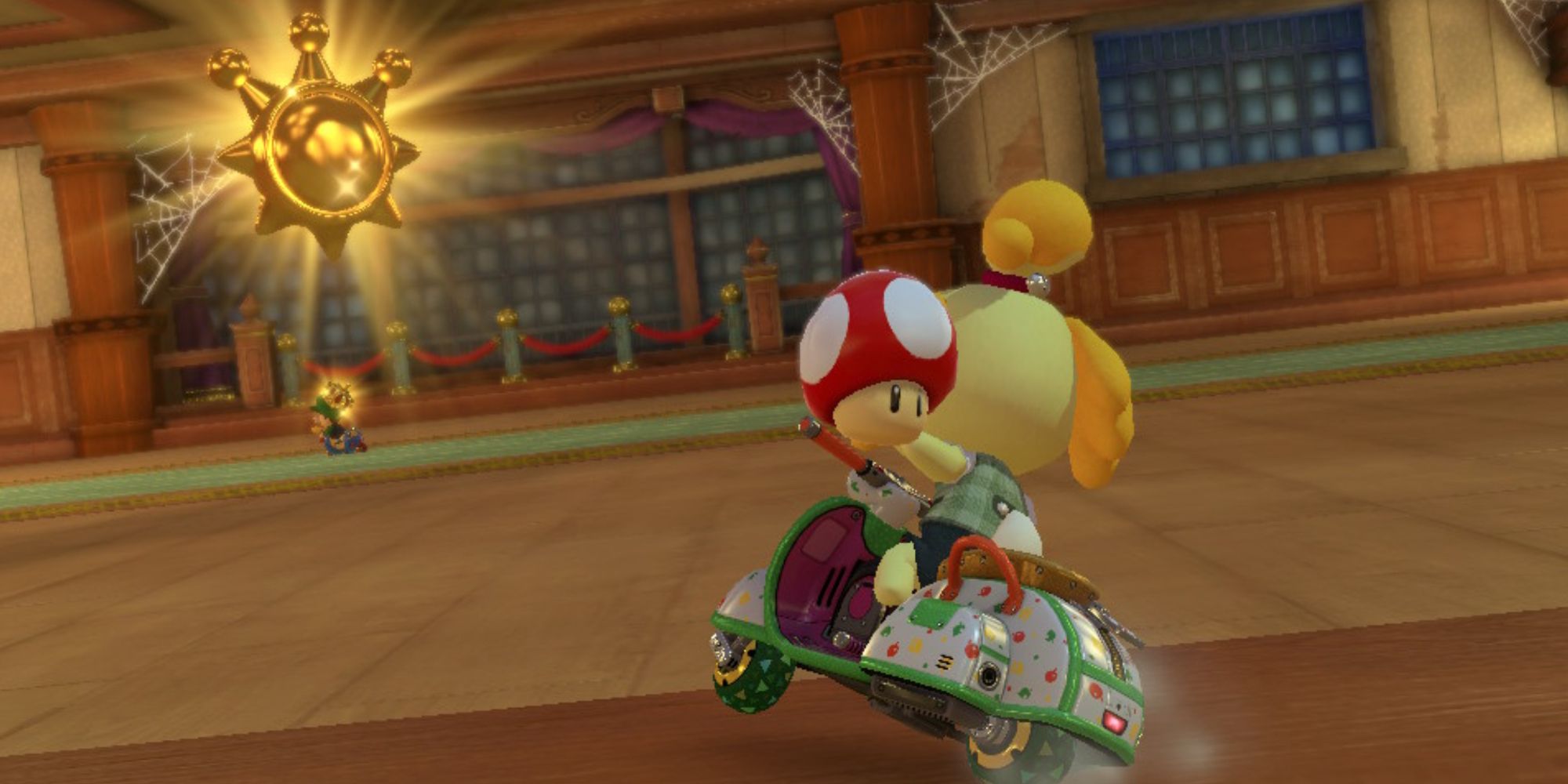 Mario Kart 8 - Isabelle with mushroom in Shine Thief