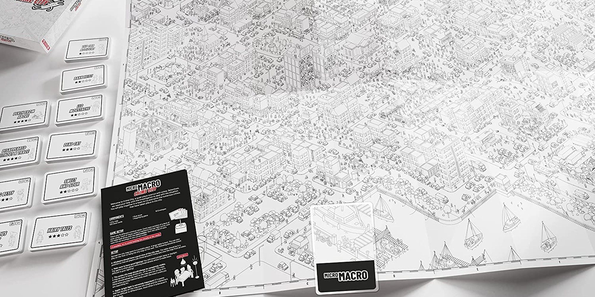 Micro Macro Crime City Board Game Map and Cards