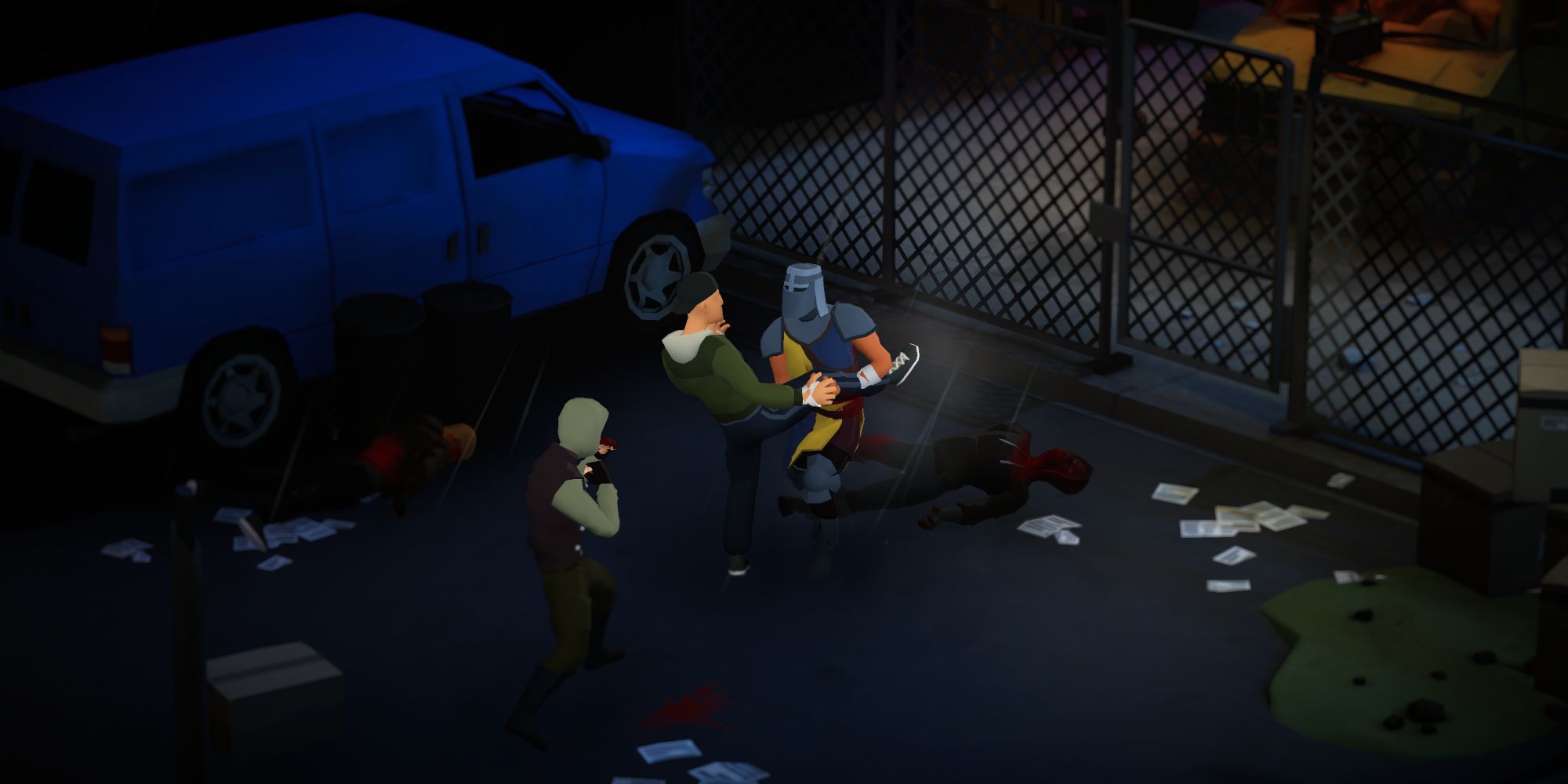 A Knight Grabbing an enemy in Midnight Fight Express