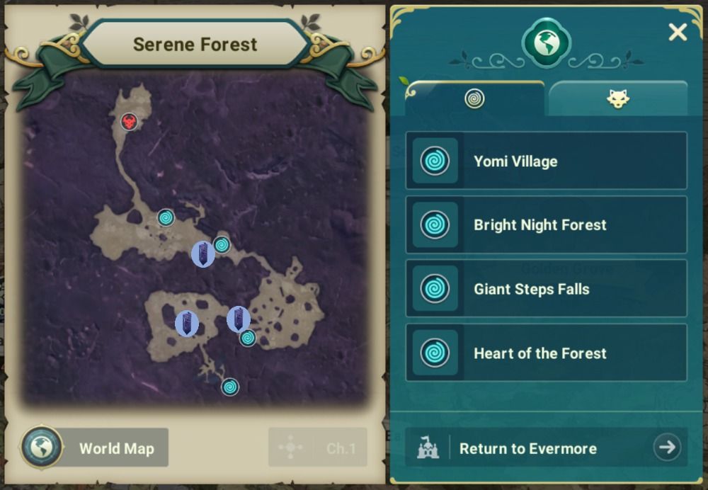 Ni No Kuni Cross Worlds - Serene Forest map with Vistas