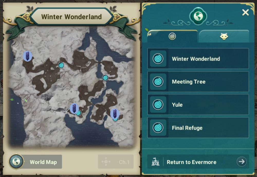 Ni No Kuni Cross Worlds - Winter Wonderland map with Vistas