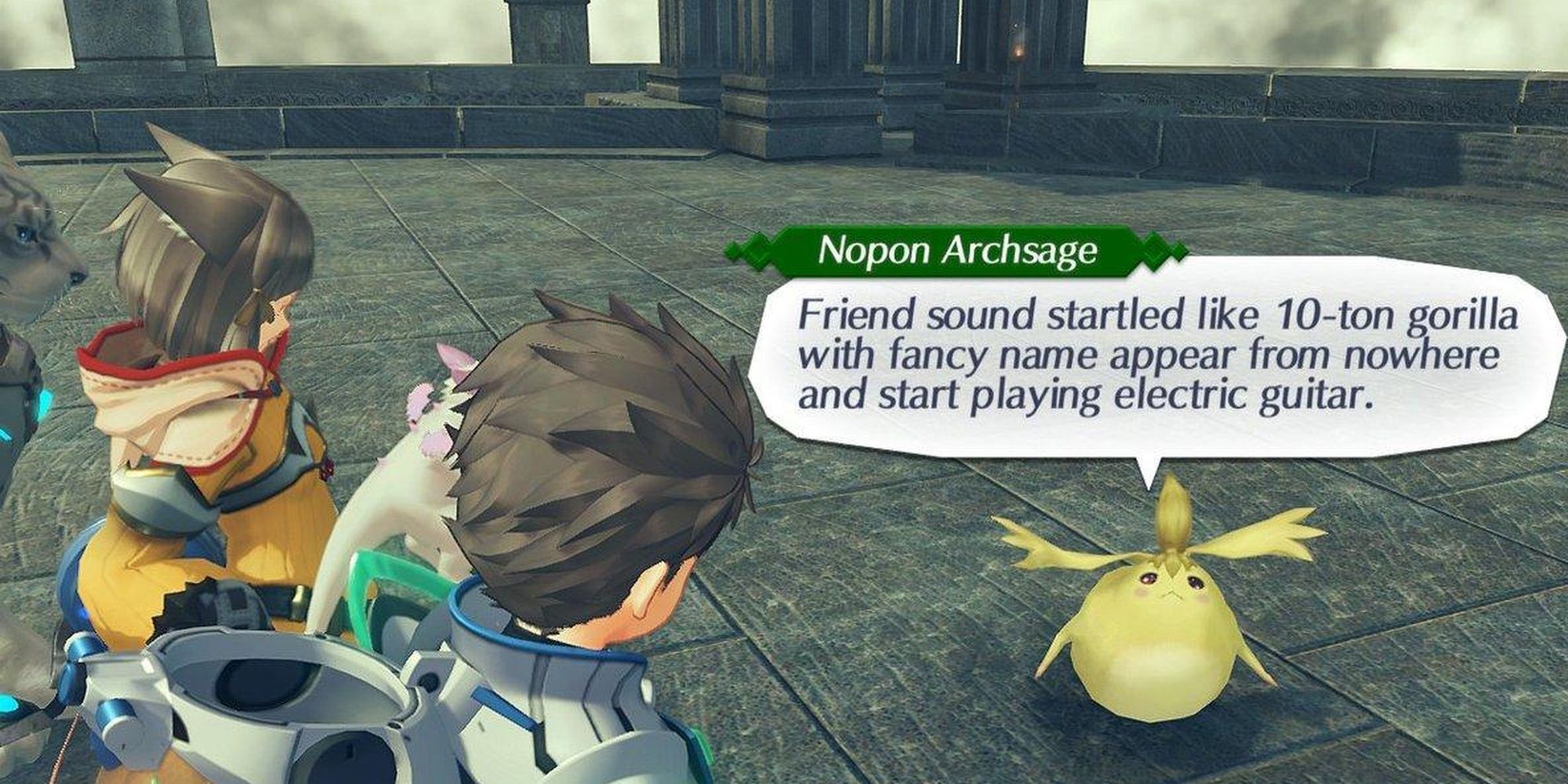 Nupan arcage is talking to Rex and NIA in Zenobelid Chronicles 2.