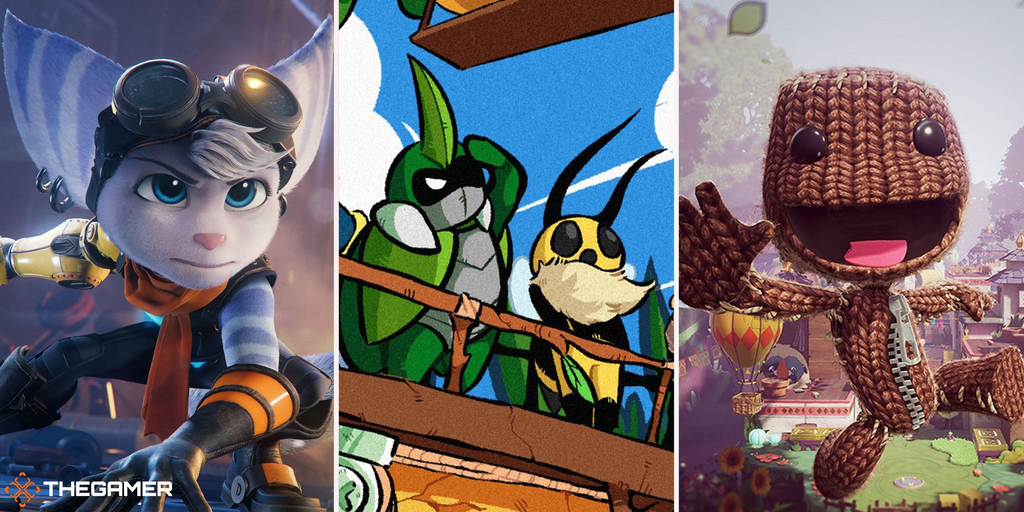 PlayStation 5 games for kids (ratchet and clank rift apart, sackboy a big adventure, bug fables)
