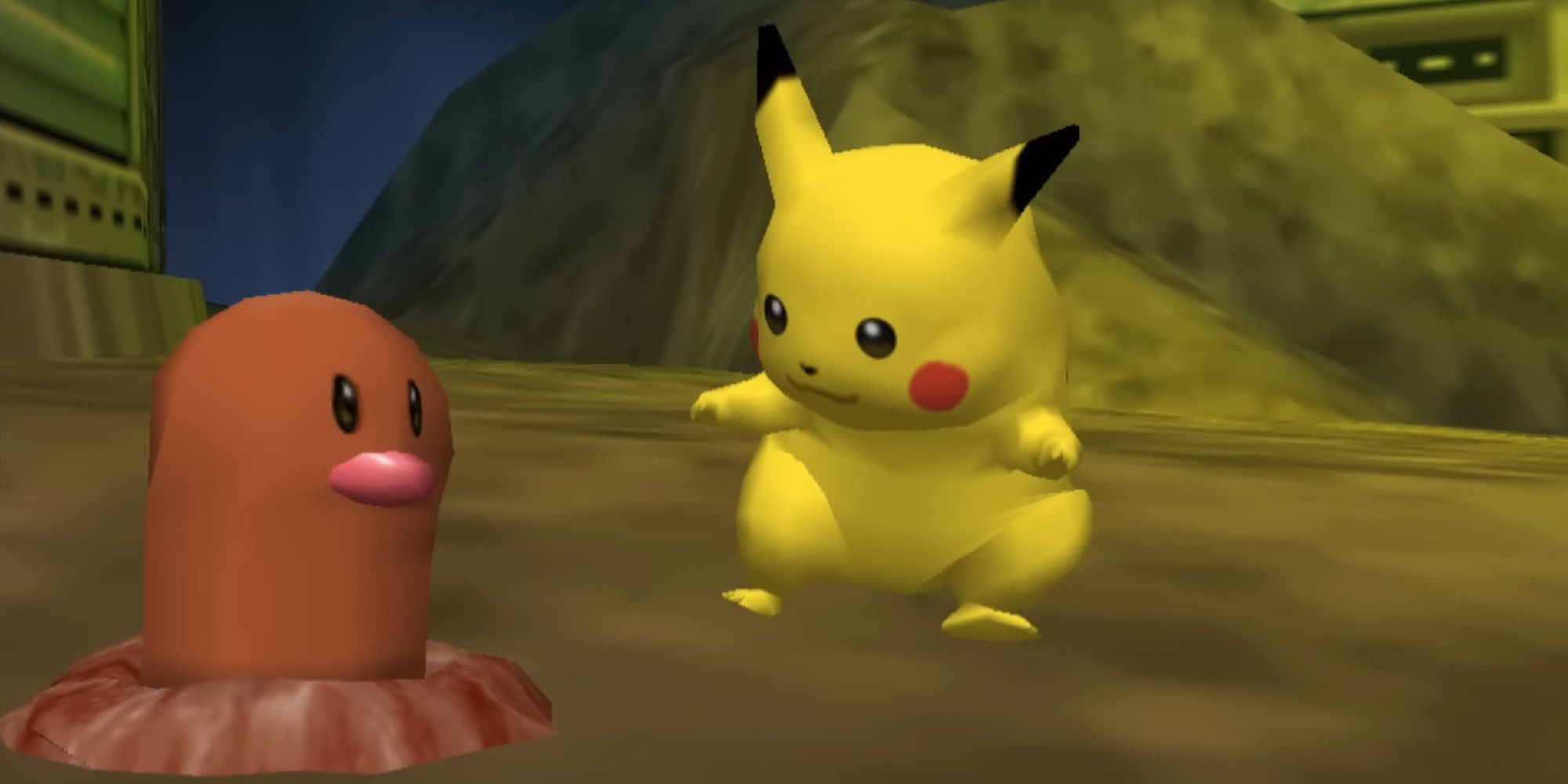 Pikachu stands by a Diglett in the Tunnel