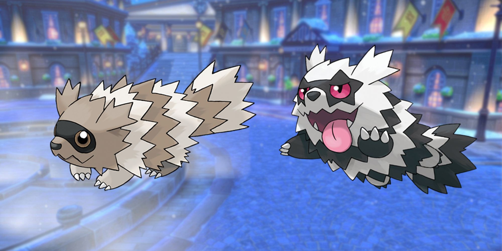 Pokemon Zigzagoon and Galarian Zigzagoon side by side