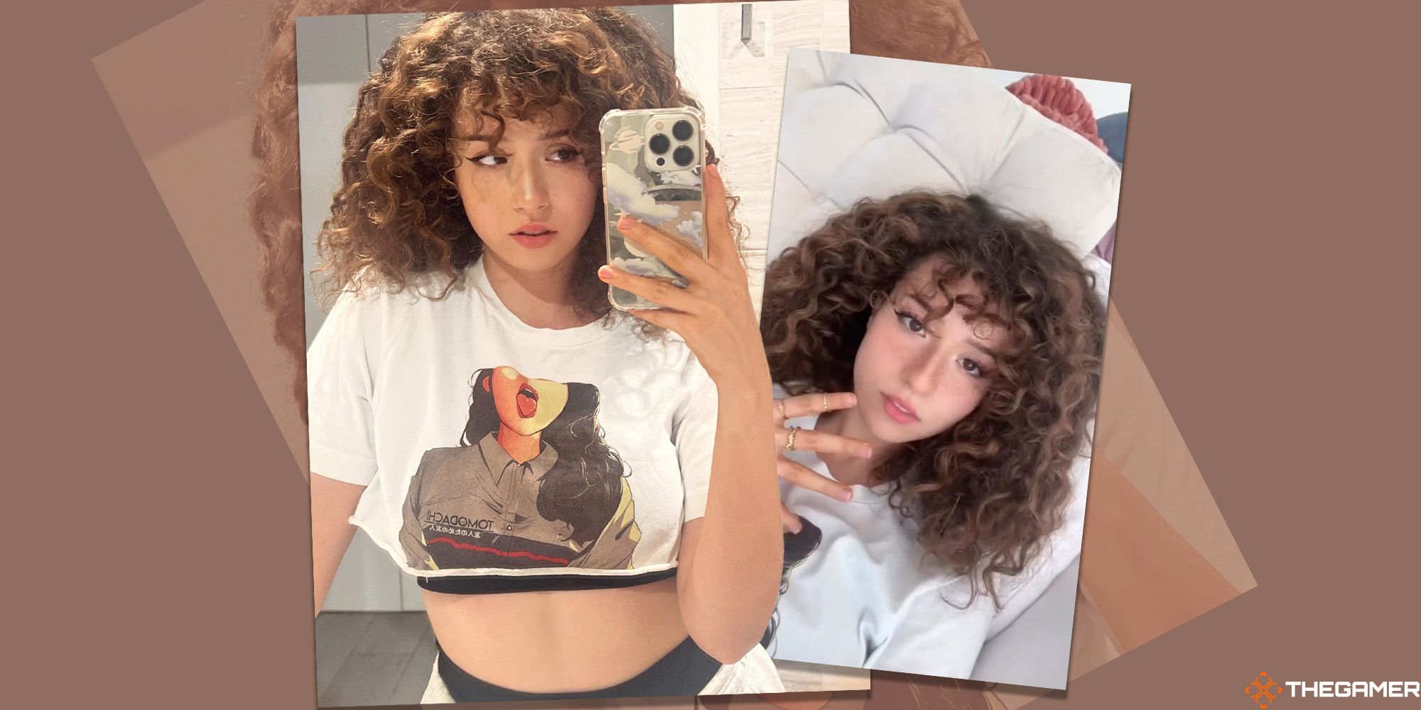 a selfie Pokimane took with her naturally curly hair