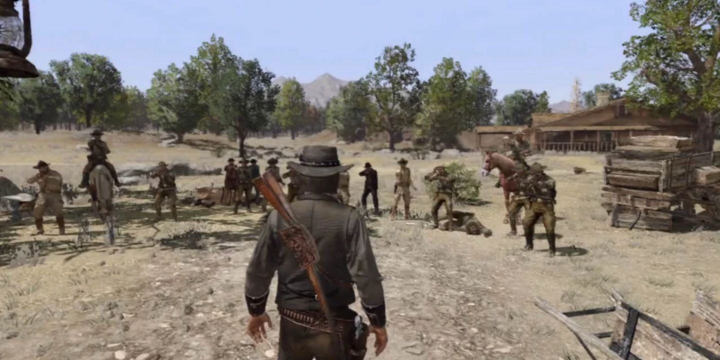 John Marston against an entire firing squad at the end of Red Dead Redemption