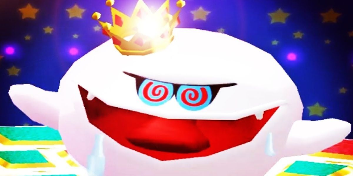 Super Mario Sunshine King Boo bares its teeth with an evil grin.