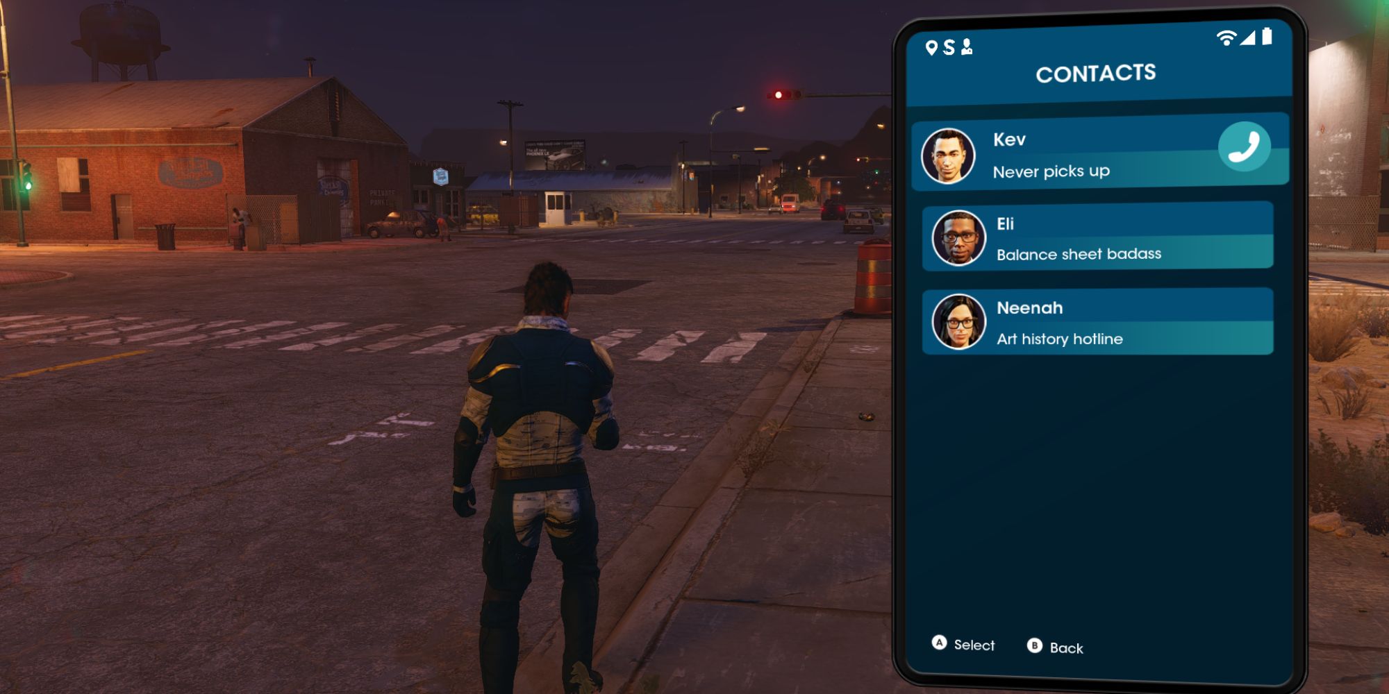 Saints Row Screenshot Of Call Contacts