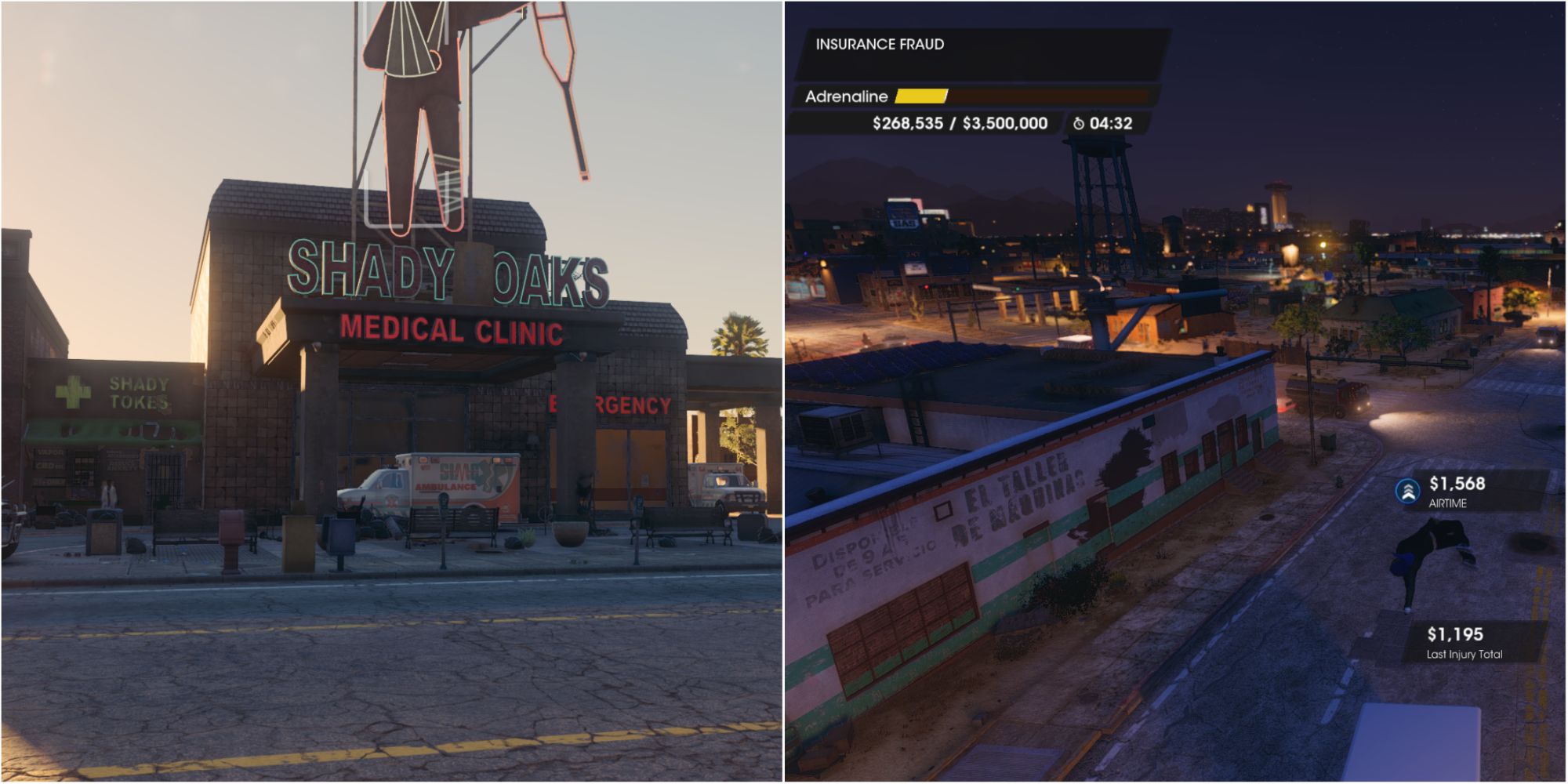 Saints Row Split Image Shady Oaks and Insurance Fraud