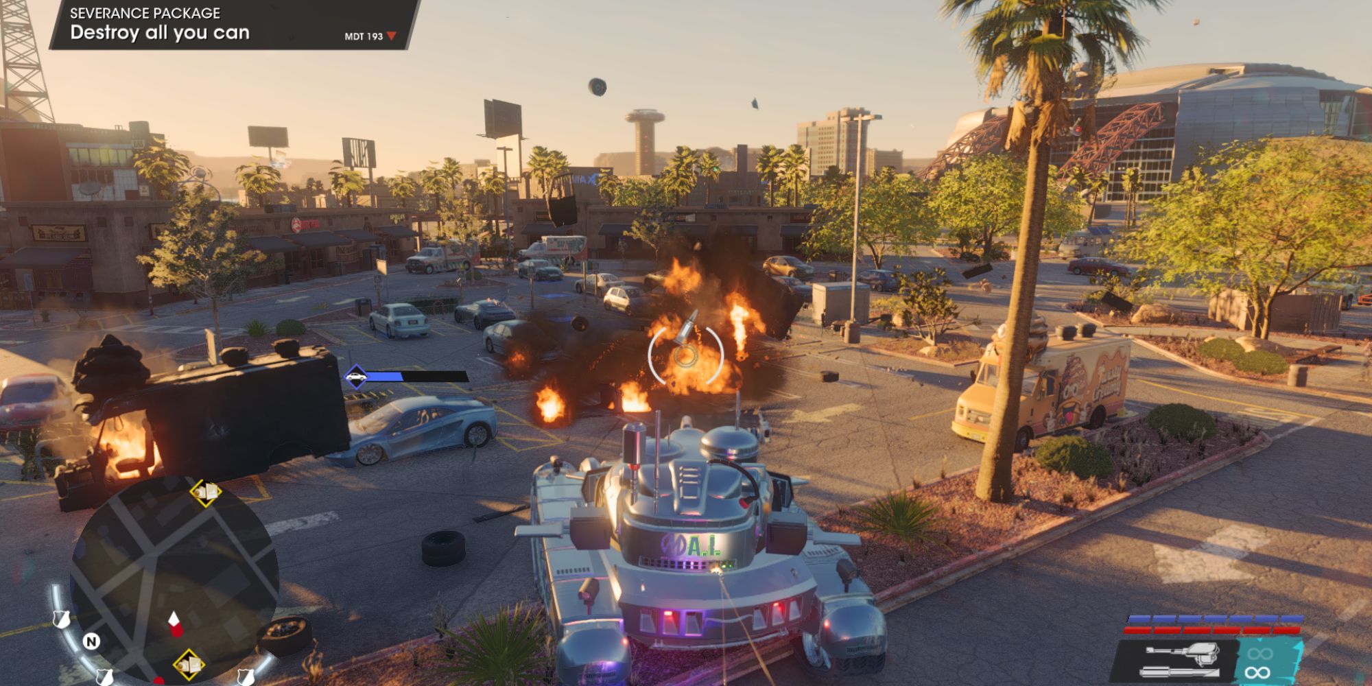 Saints Row Screenshot Of Tank Destroying Cars