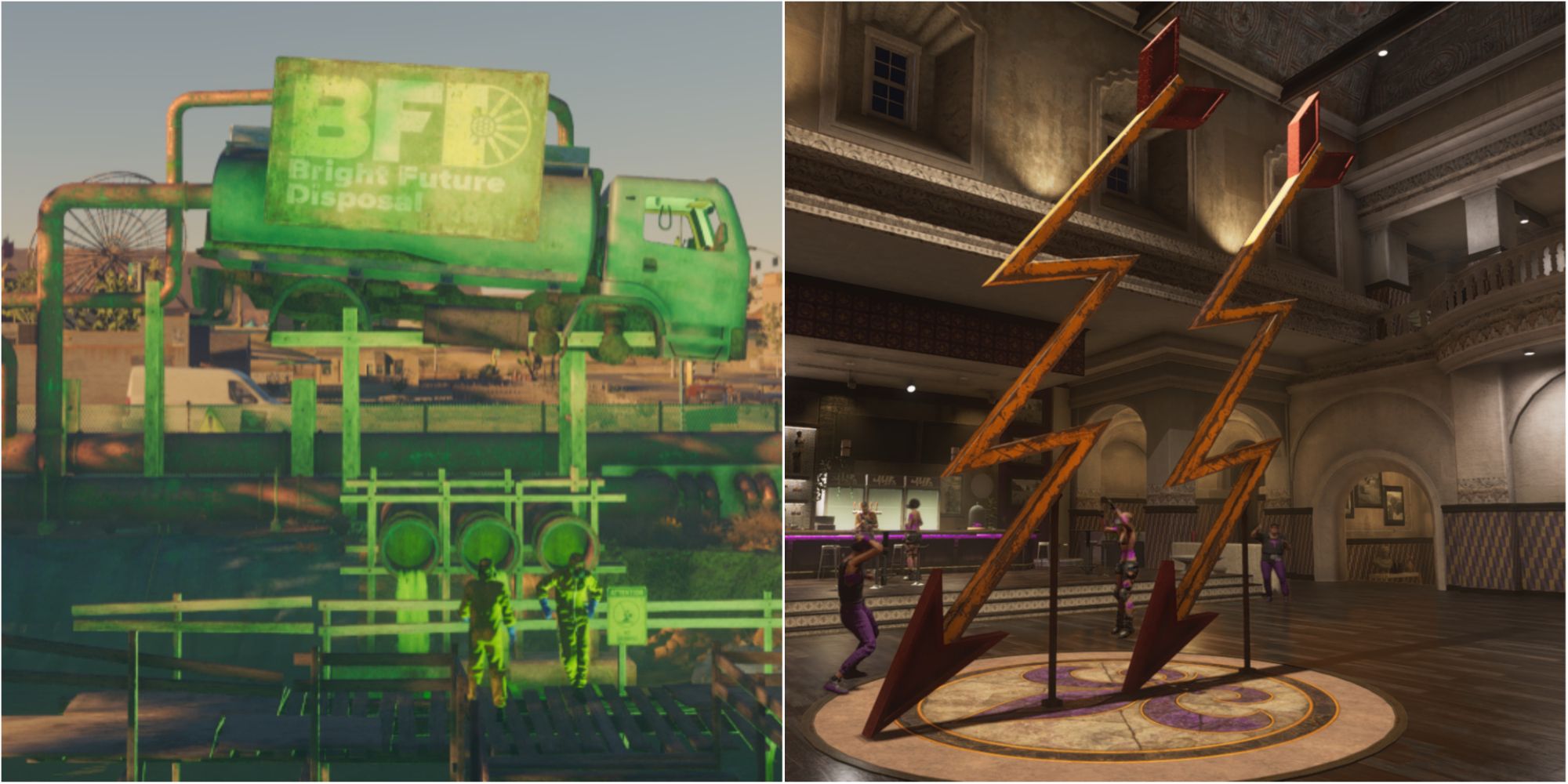 Saints Row Things To Do After The Game Featured Split Image Bright Futures and Collectible